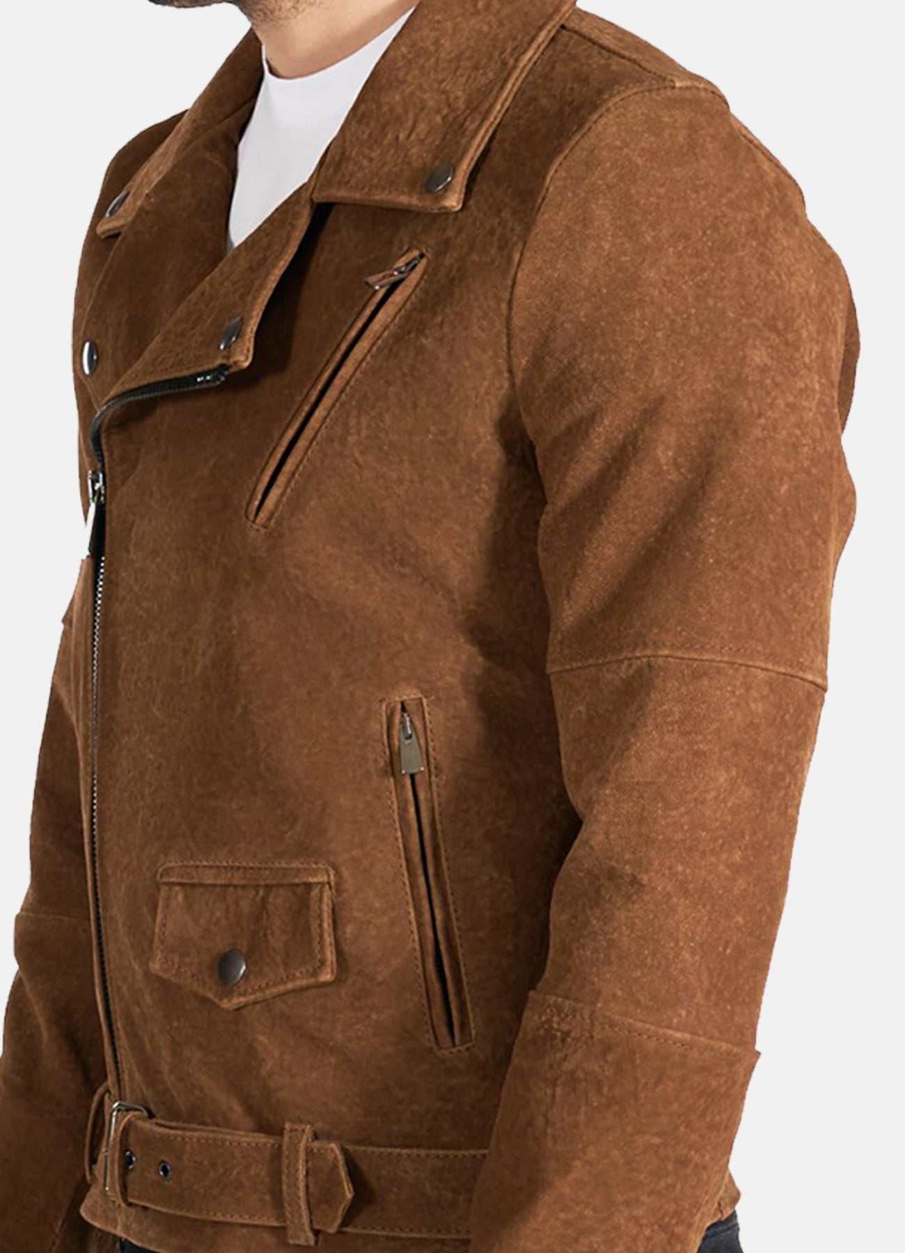 Men's Camel Brown Suede Leather Jacket