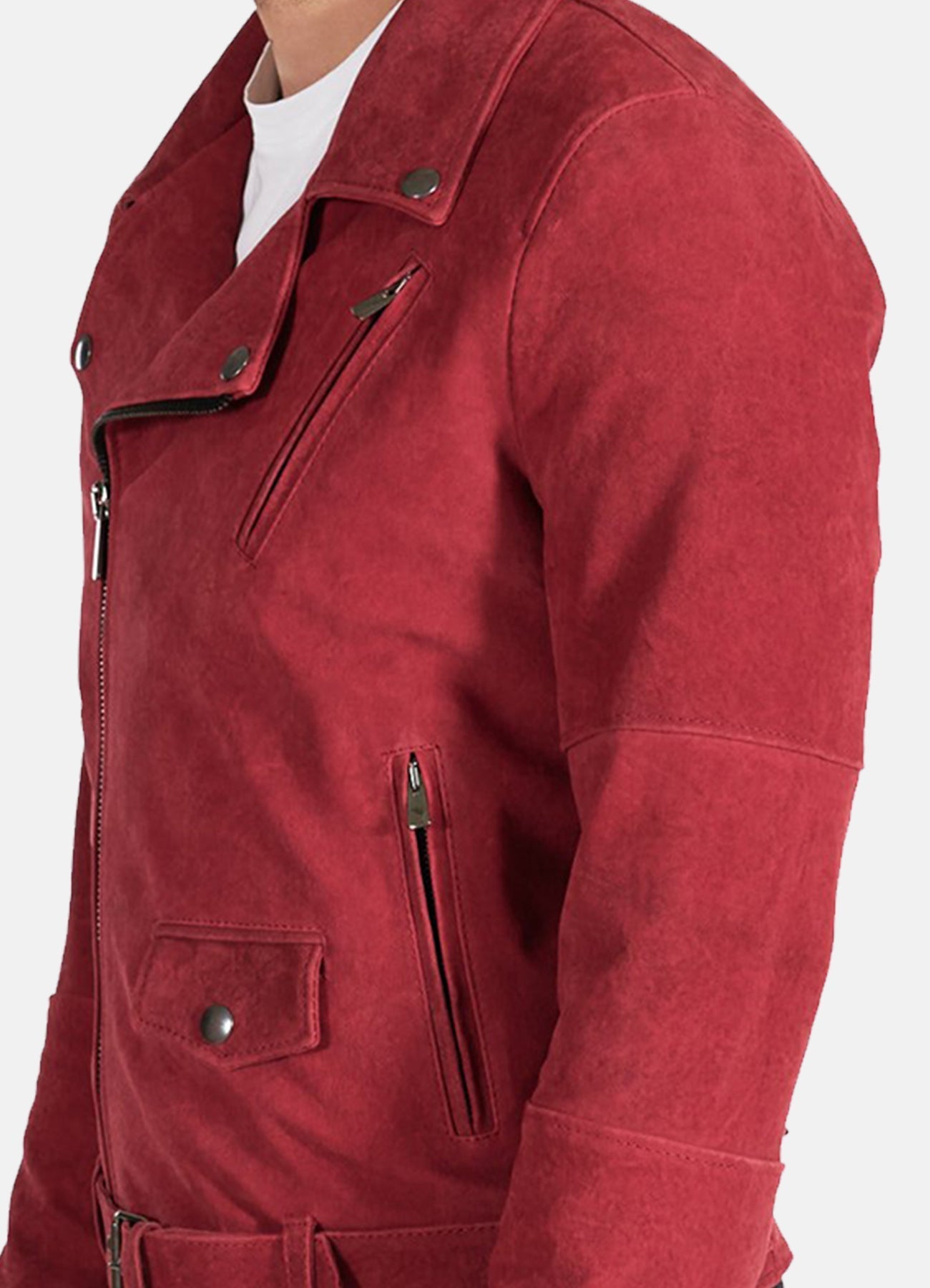Men's Bright Red Suede Leather Jacket