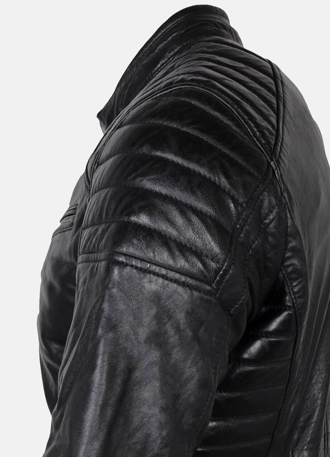Men's Padded Black Lambskin Leather Jacket