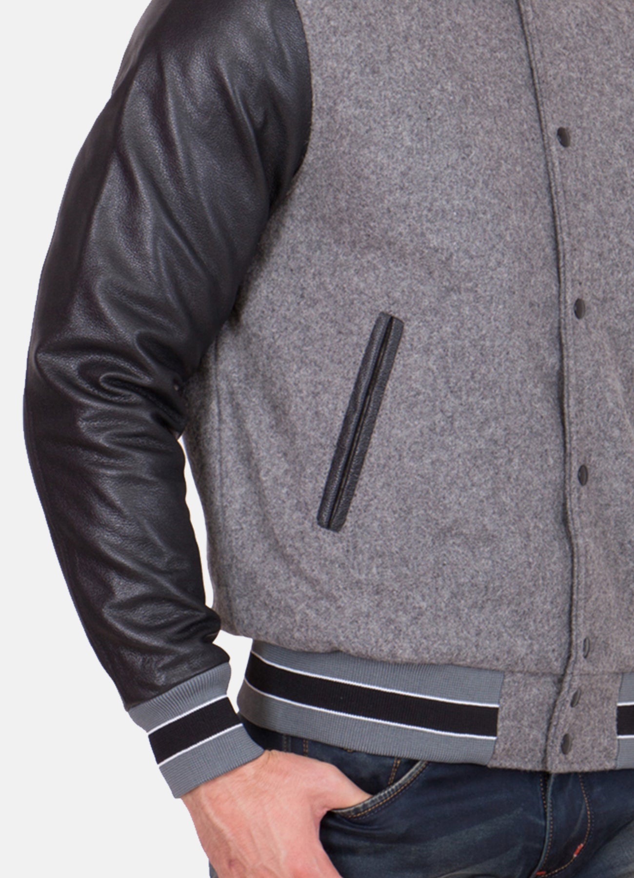 Men's Gray and Black Varsity Jacket