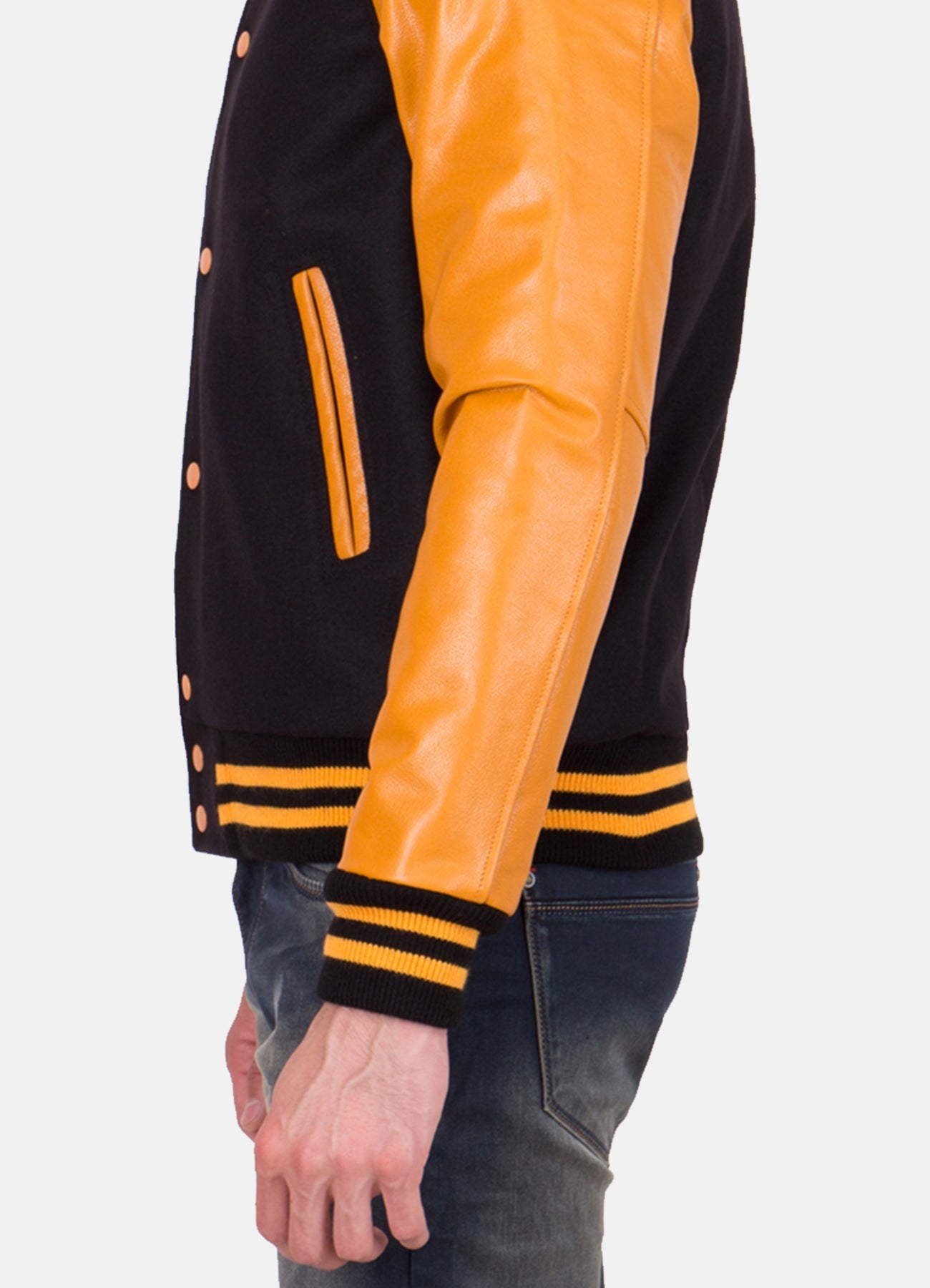 Men's Black and Yellow Varsity Jacket