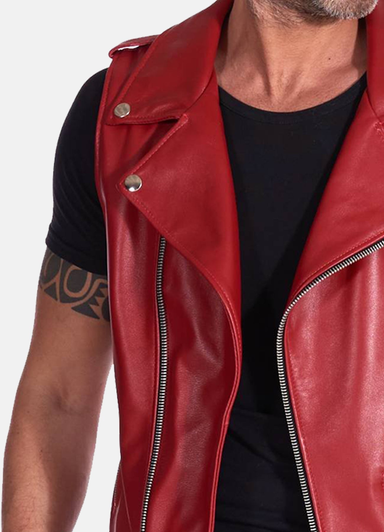 Men's Red Biker Leather Vest
