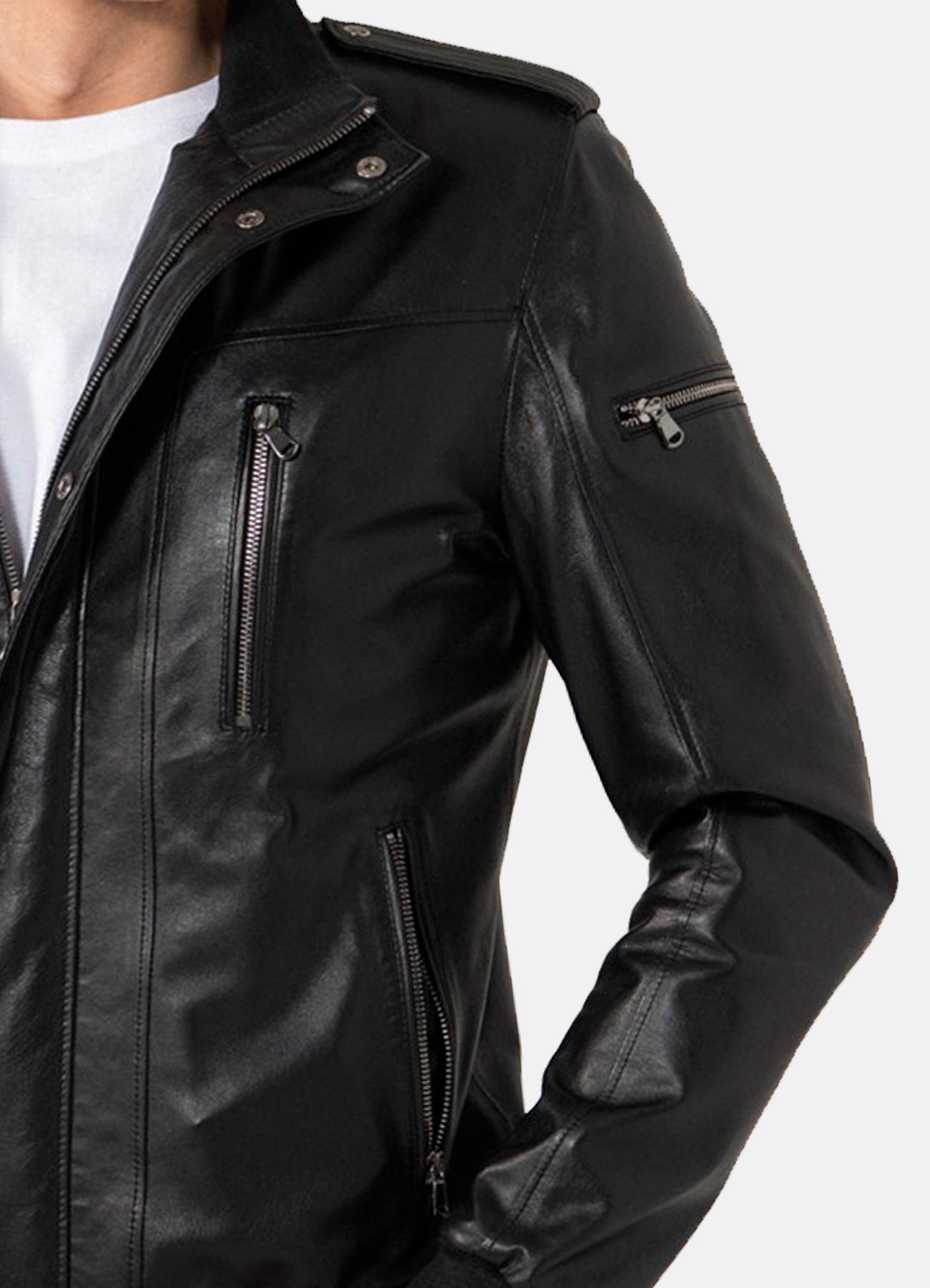 Men's Sports Black Lambskin Leather Jacket