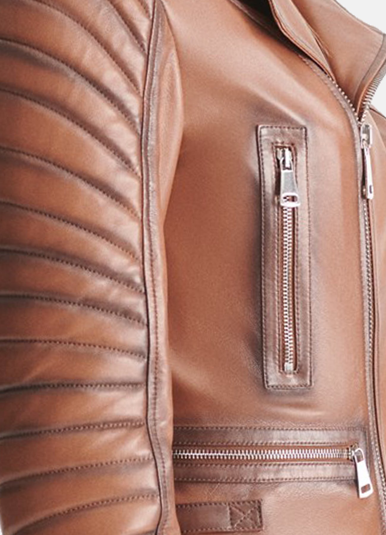 Women's Padded Brown Biker Leather Jacket