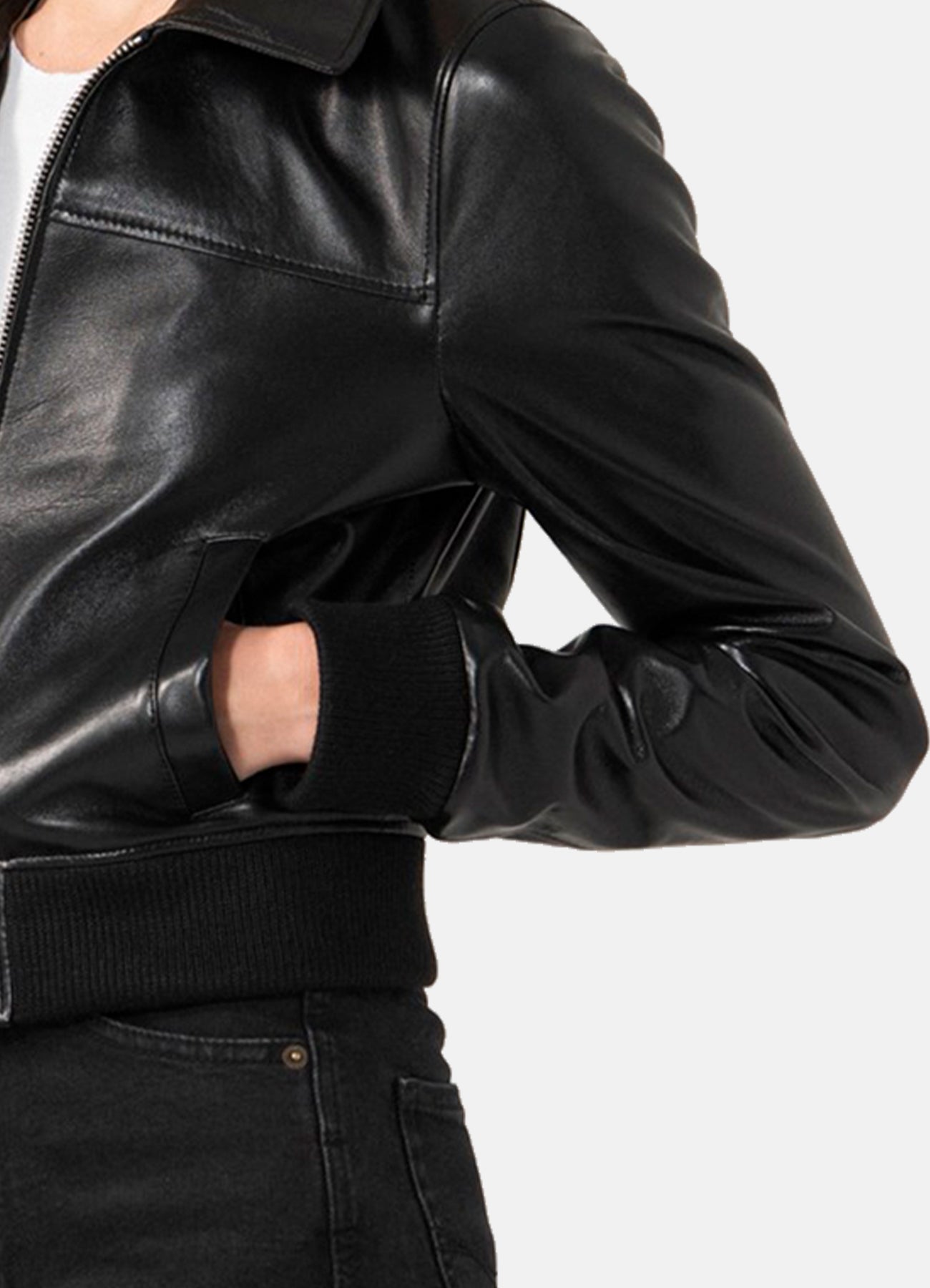 Women's Shiny Black Biker Leather Jacket