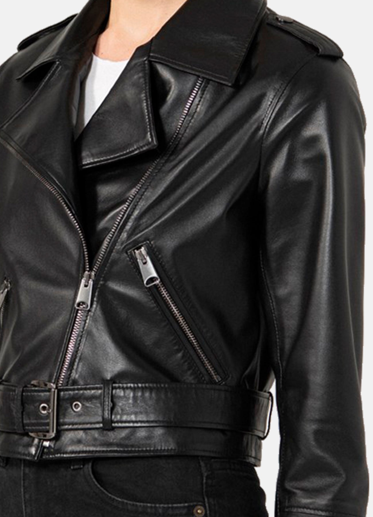 Women's Casual Black Biker Leather Jacket