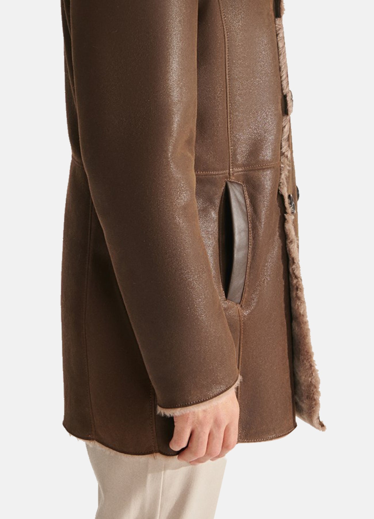 Men's Modern Brown Shearling Leather Coat
