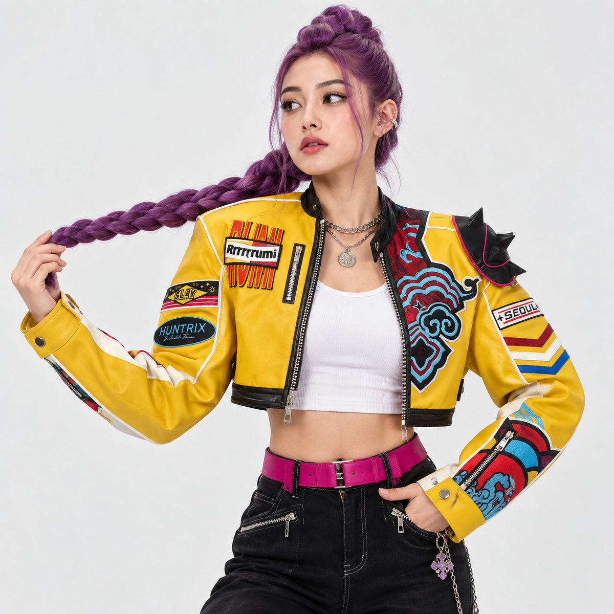 Rumi Women's Yellow Leather Jacket – KPop Demon Hunters