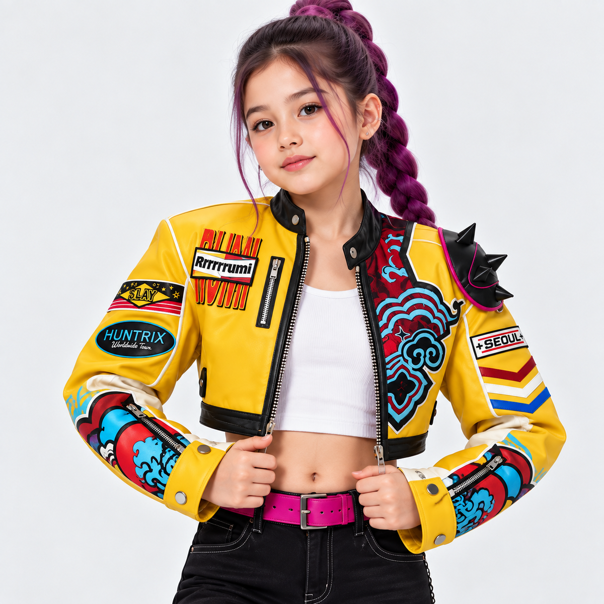 Rumi Kids Yellow Leather Jacket – KPop Demon Hunters