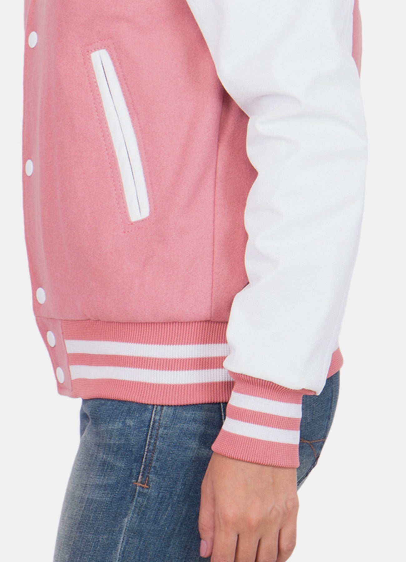 Women's Casual Baby Pink Varsity Jacket