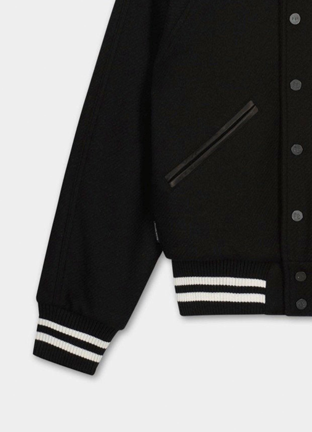 Women's Deep Black Wool Varsity Jacket