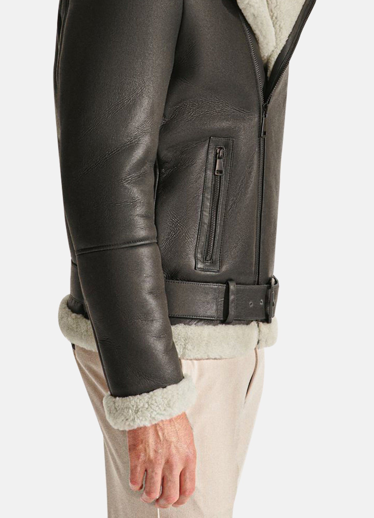 Men's Coal Black Shearling Leather Jacket
