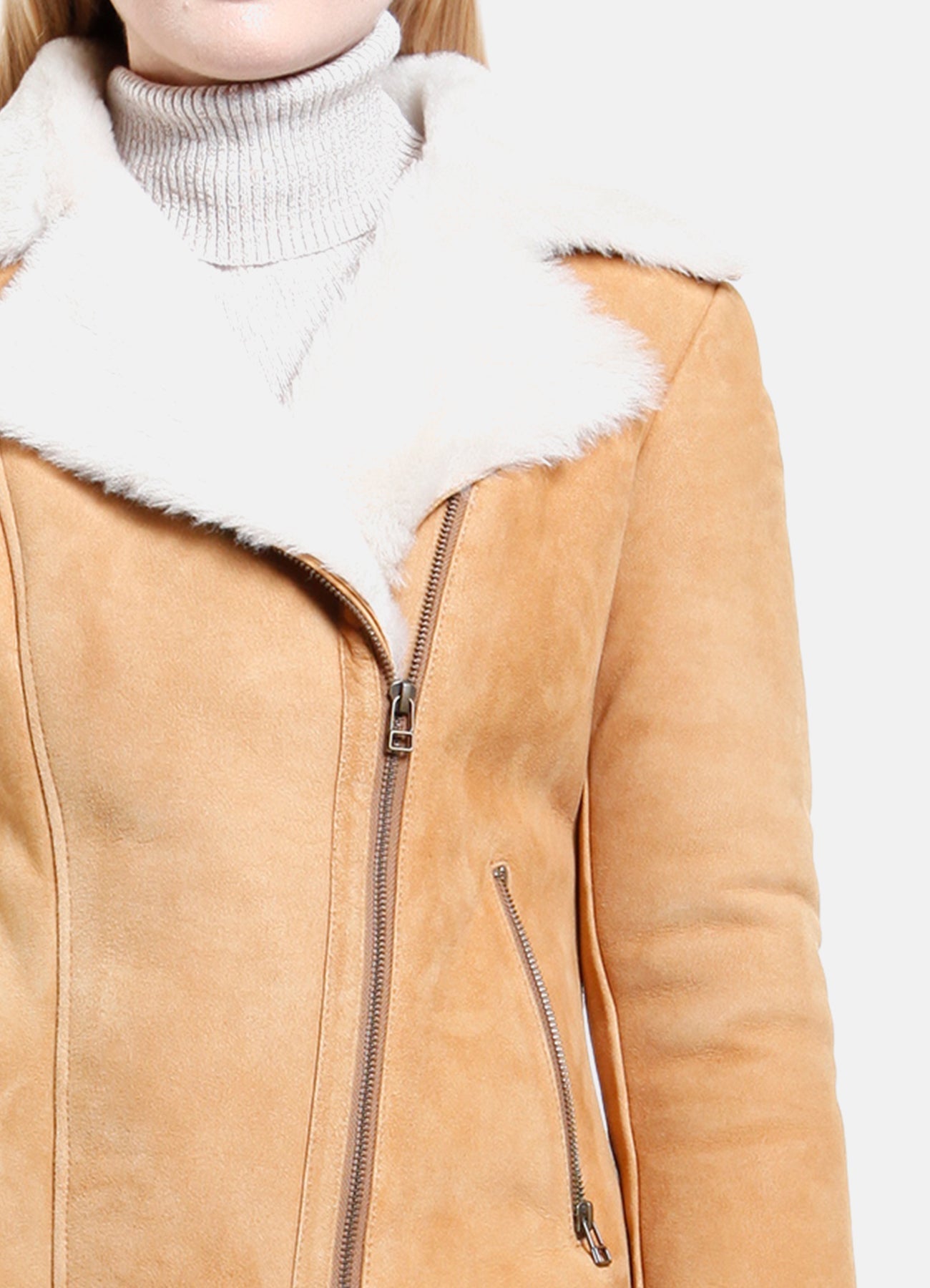 Women's Classic Tan Shearling Leather Jacket
