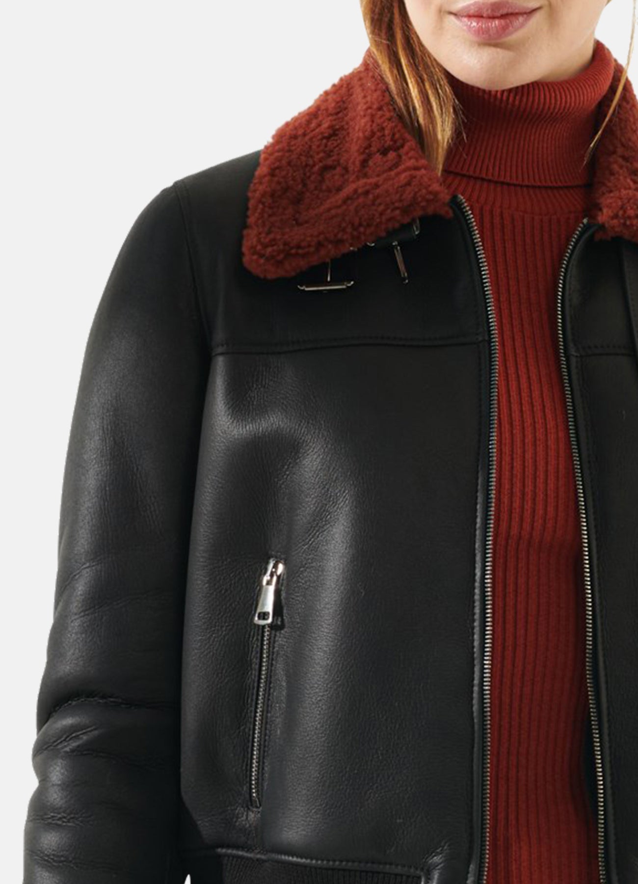 Women's Authentic Black Shearling Leather Jacket