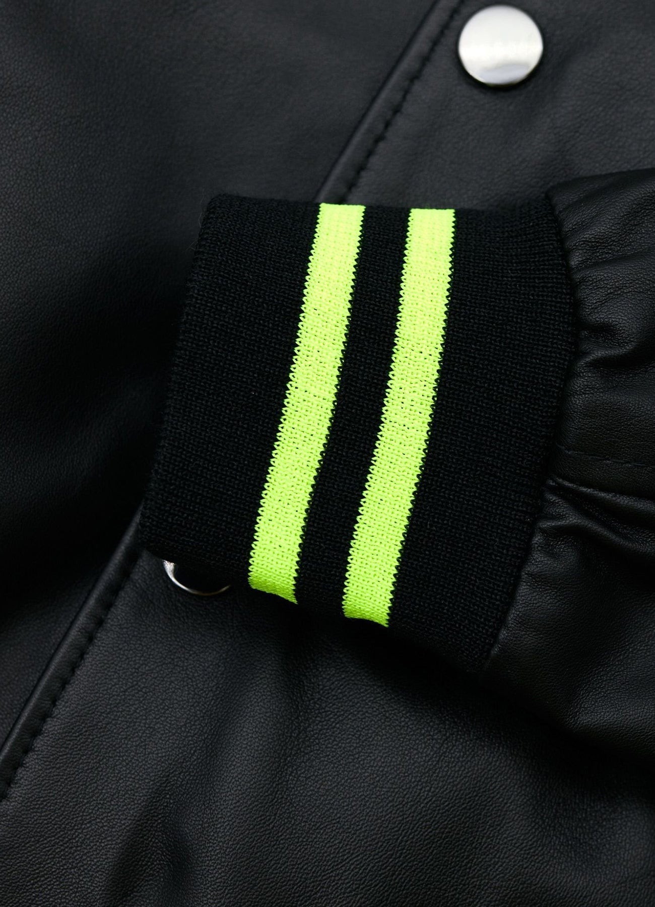 Men's Neon and Black Varsity Leather Jacket