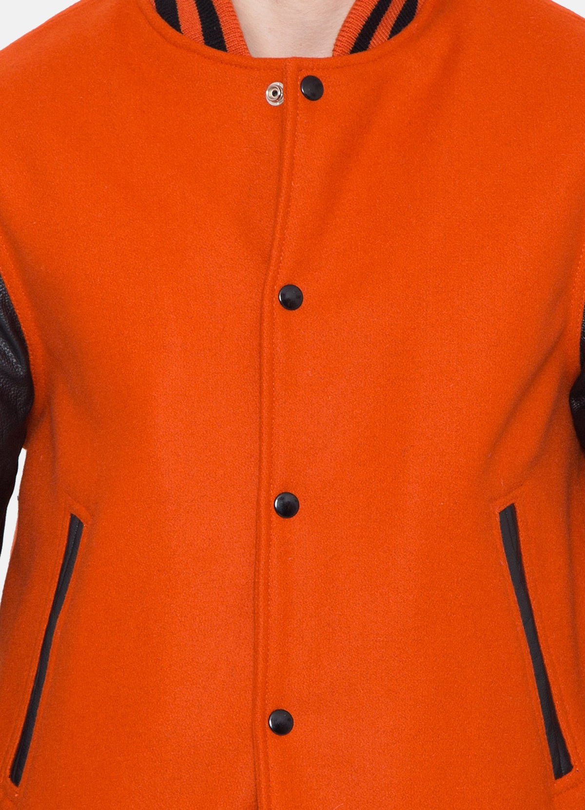 Men's Orange and Black Varsity Jacket