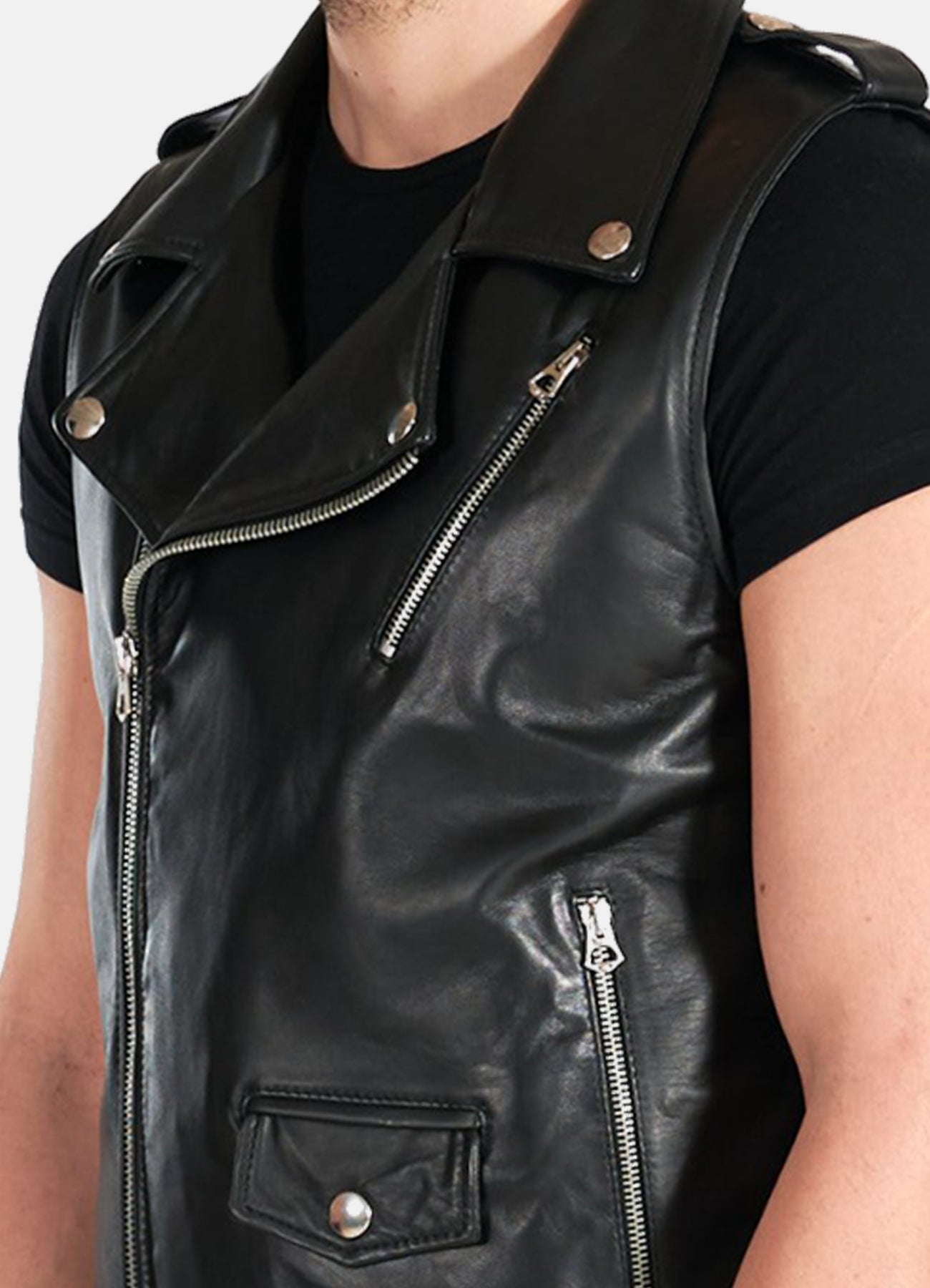 Men's Black Perfecto Biker Leather Vest