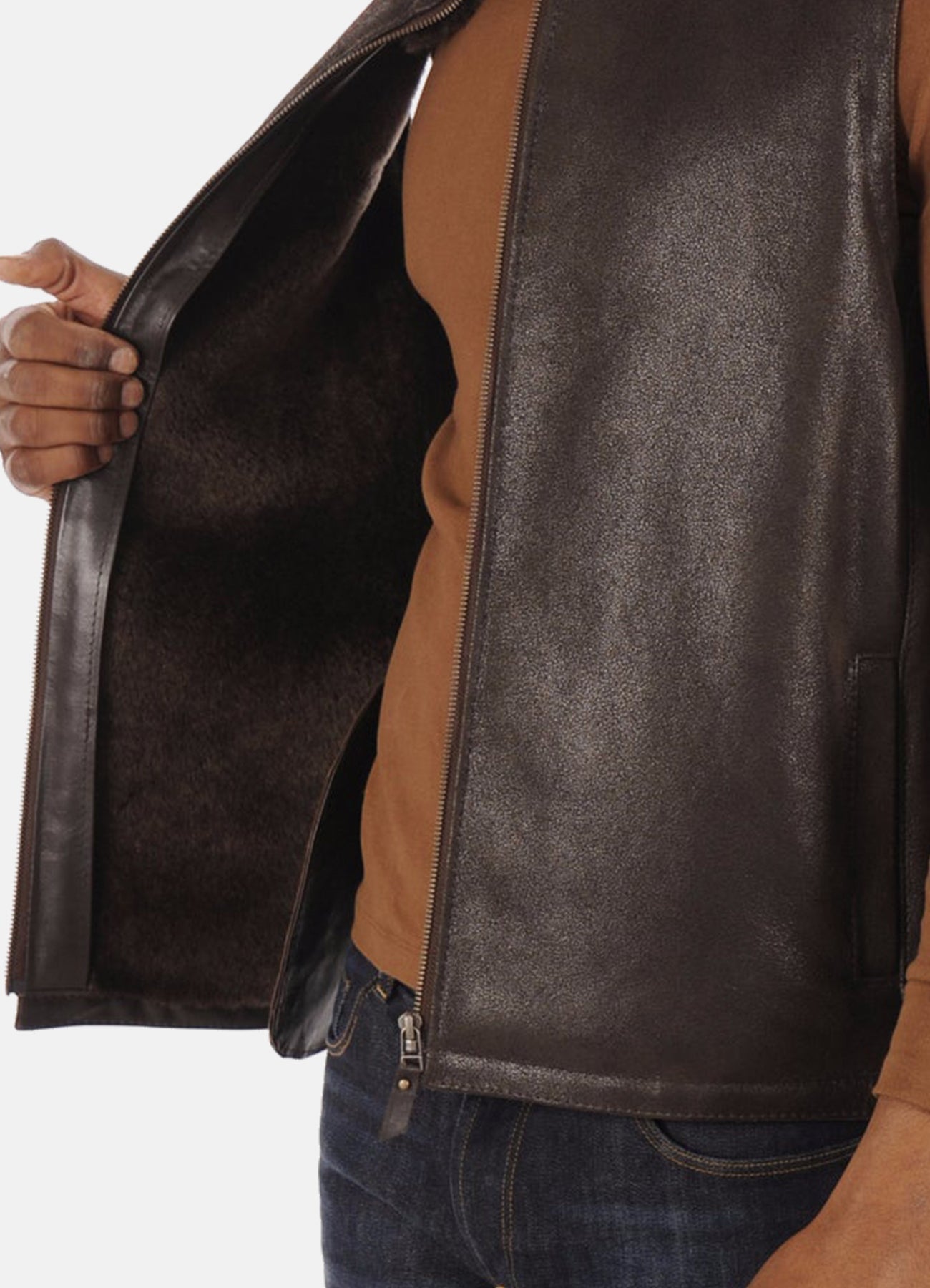 Men's Brown Real Shearling Leather Vest
