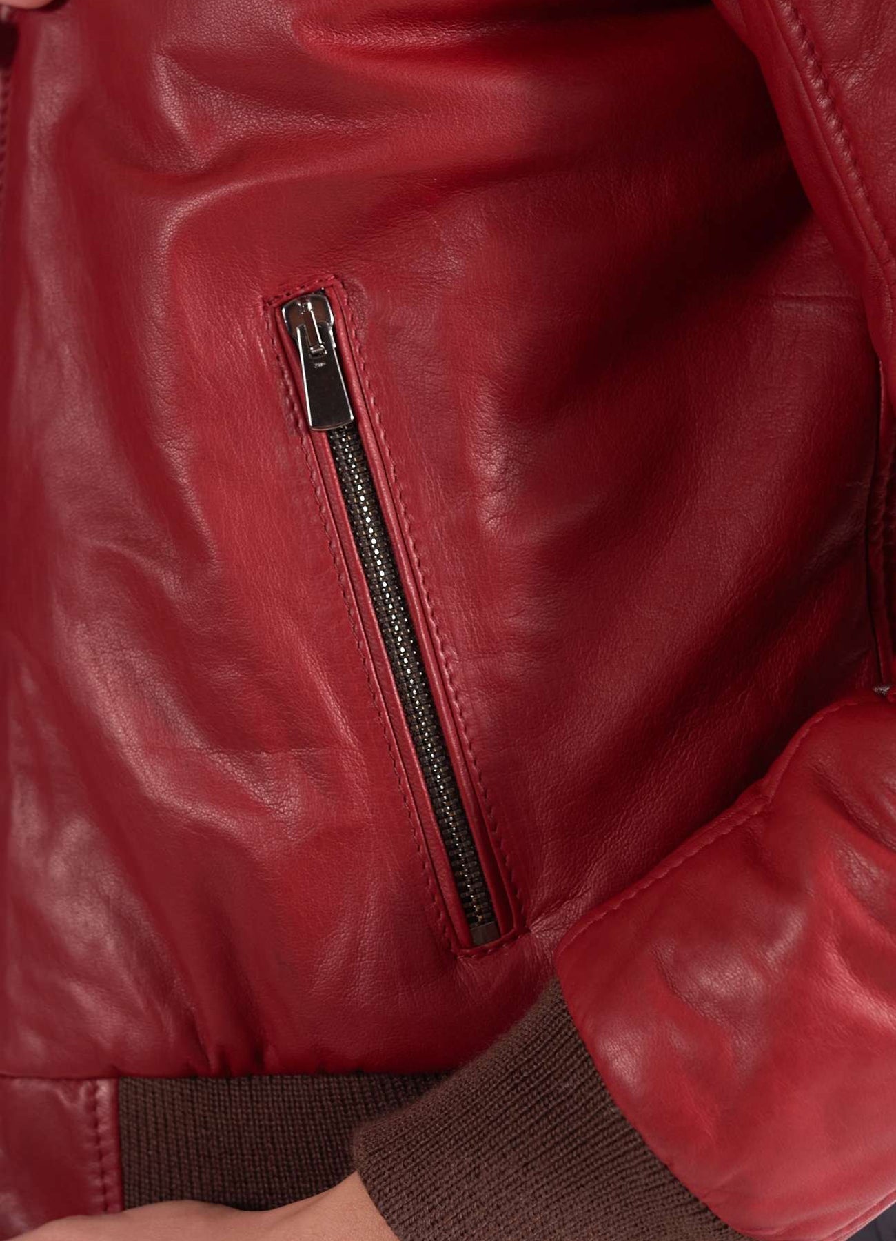Women's Soft Red Bomber Leather Jacket