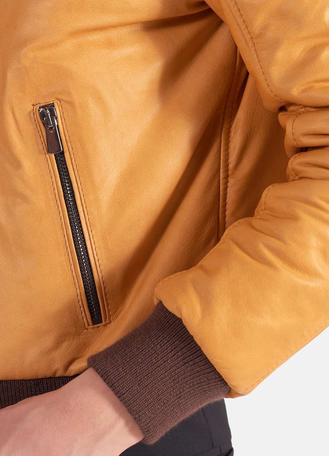 Women's Iconic Yellow Bomber Leather Jacket