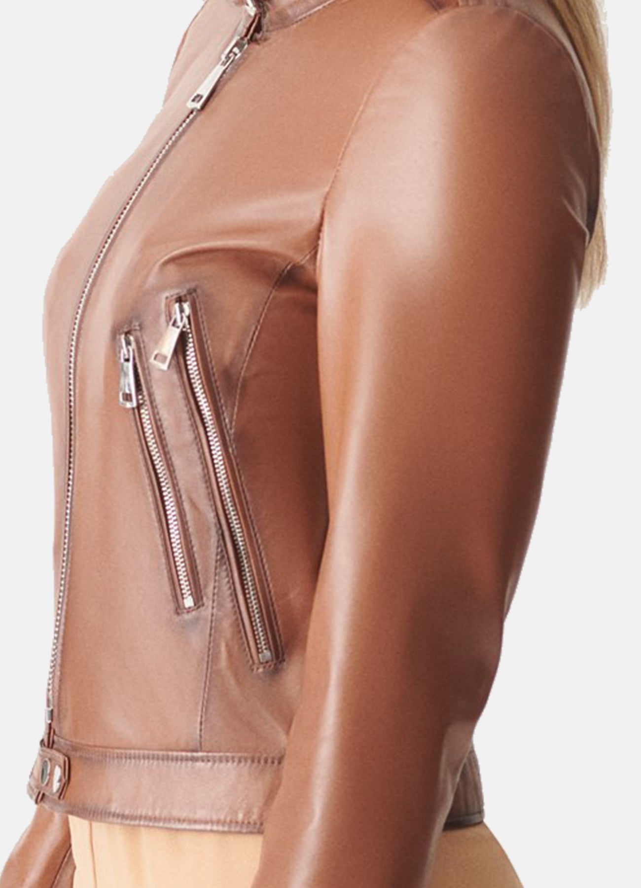 Women's Slimfit Brown Biker Leather Jacket