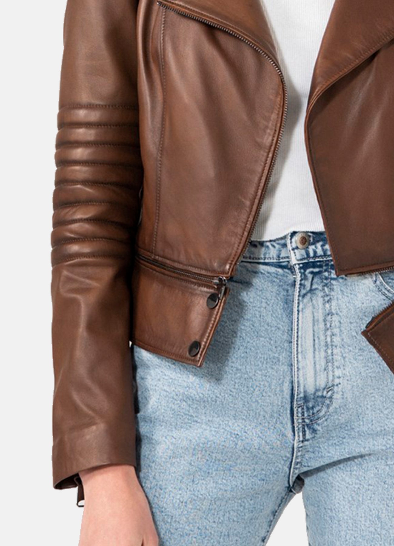 Women's Fitted Brown Biker Leather Jacket