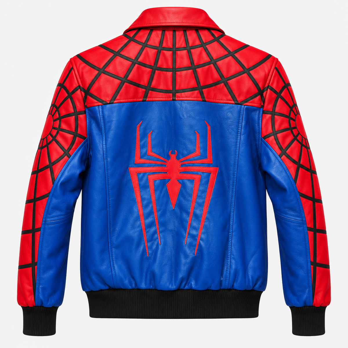 Spider-Man Inspired Red & Blue Web Men's Leather Jacket