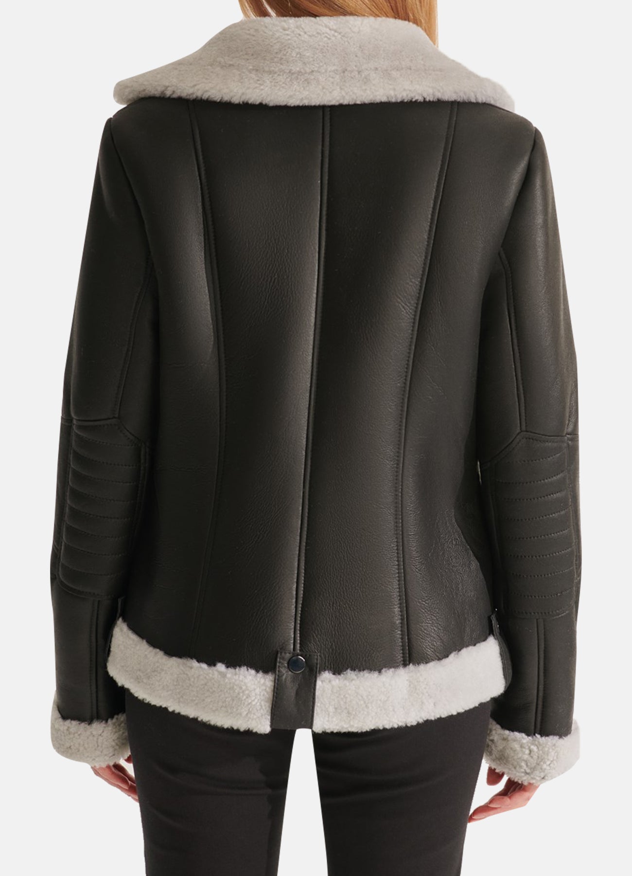 Women's Black Sport Shearling Leather Jacket