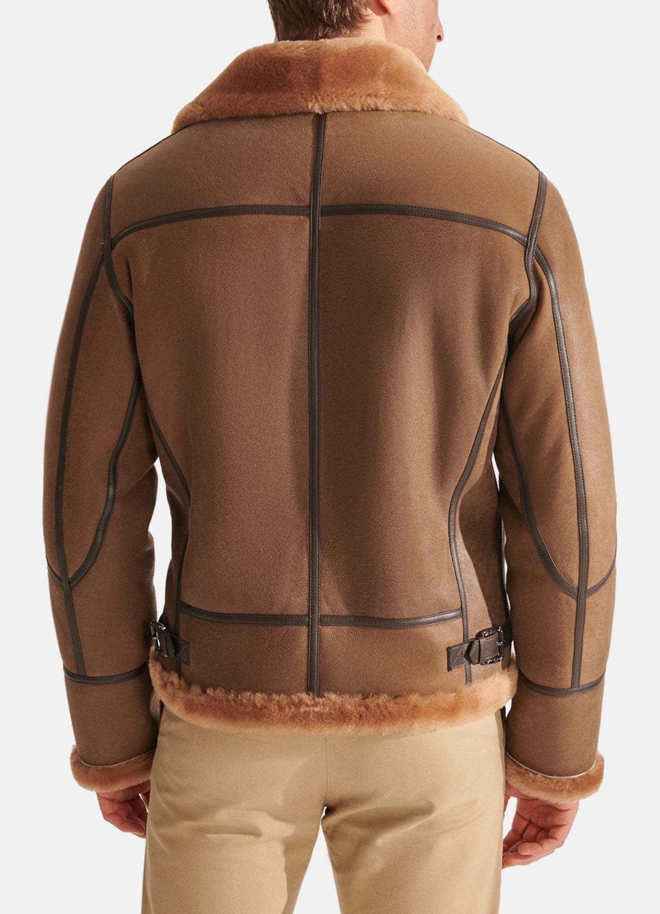 Men's Camel Brown Vintage Shearling Leather Jacket