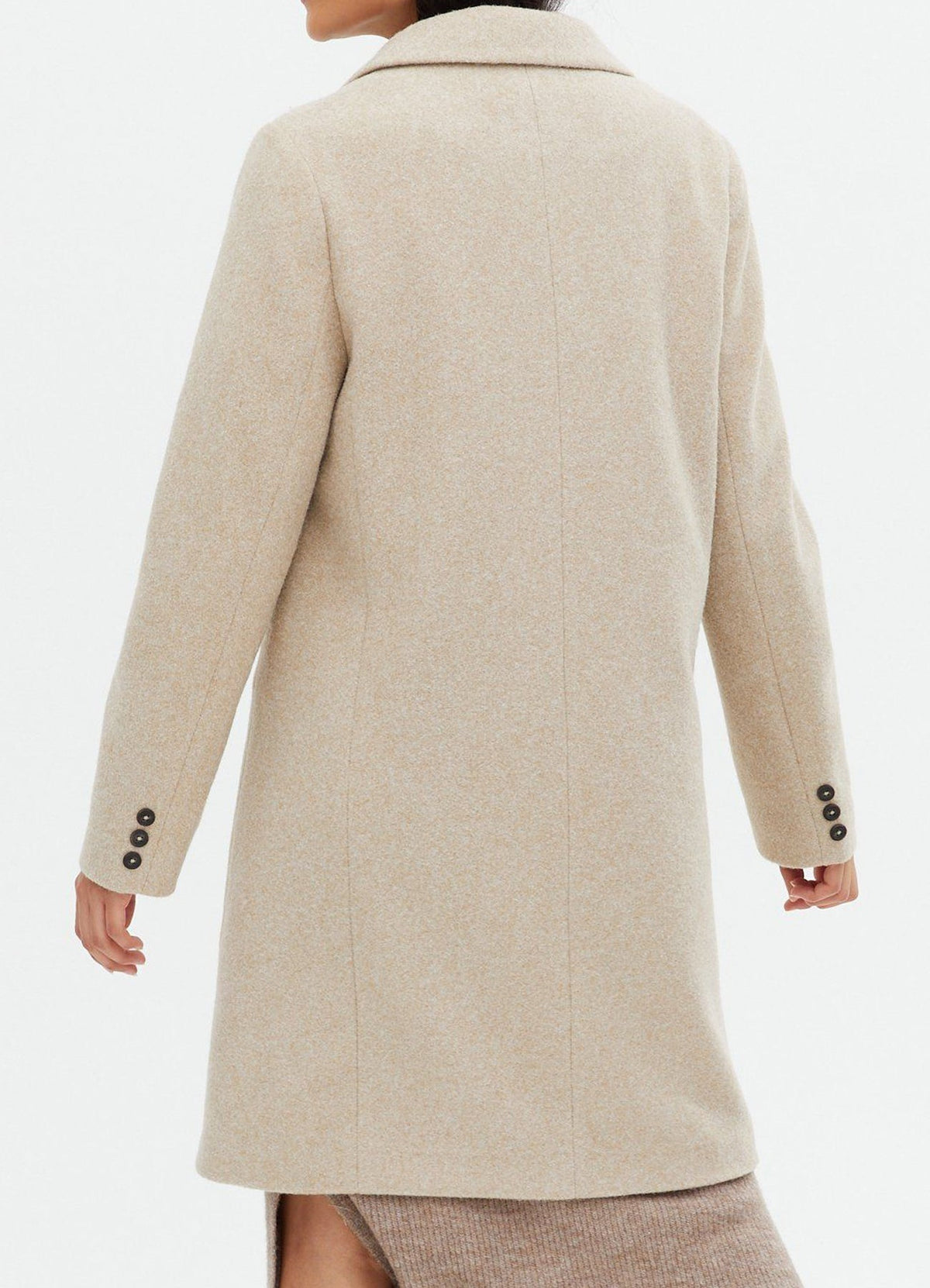 Women's Off White Wool Long Coat