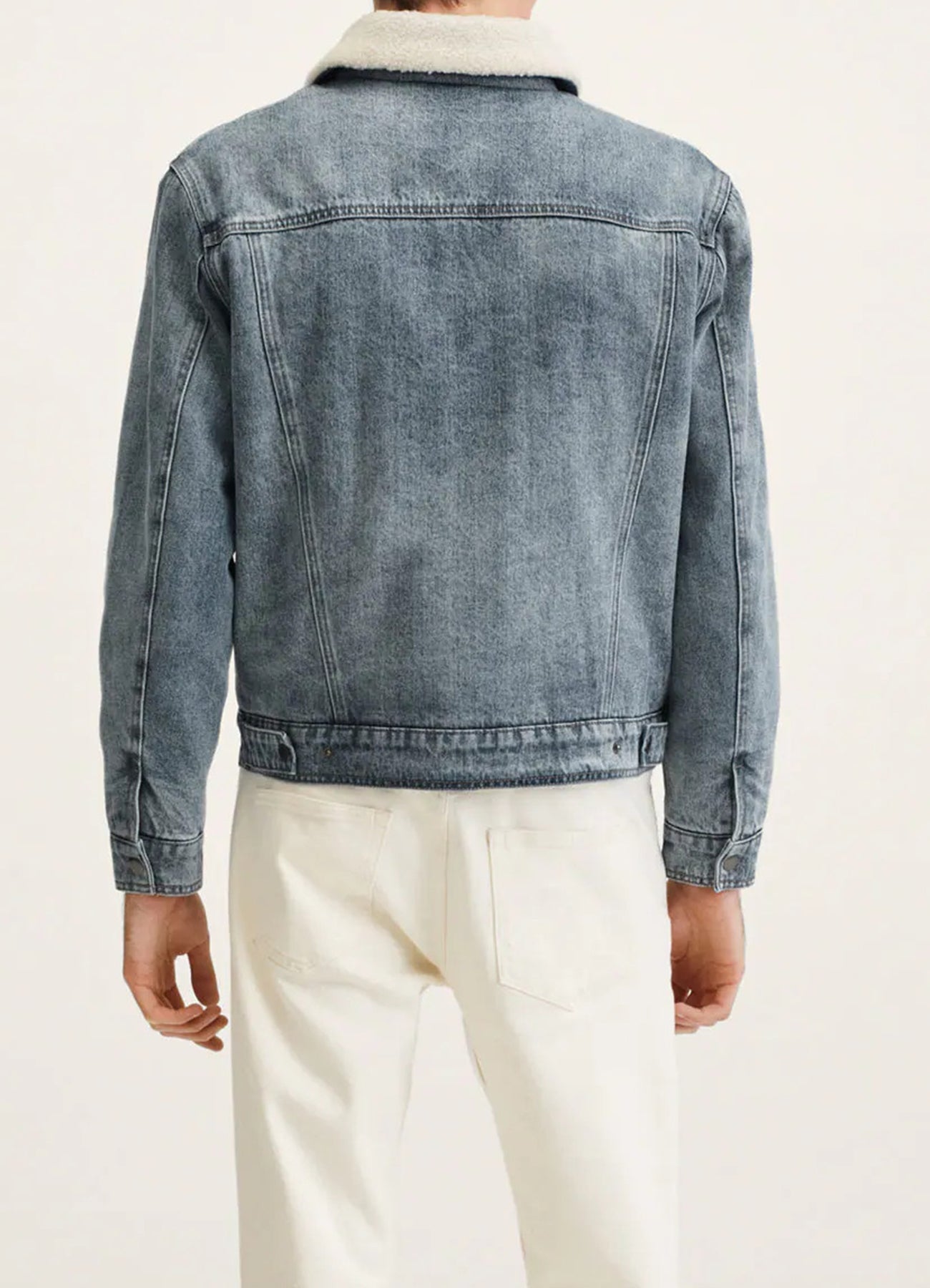 Men's Light Blue Denim Shearling Jacket