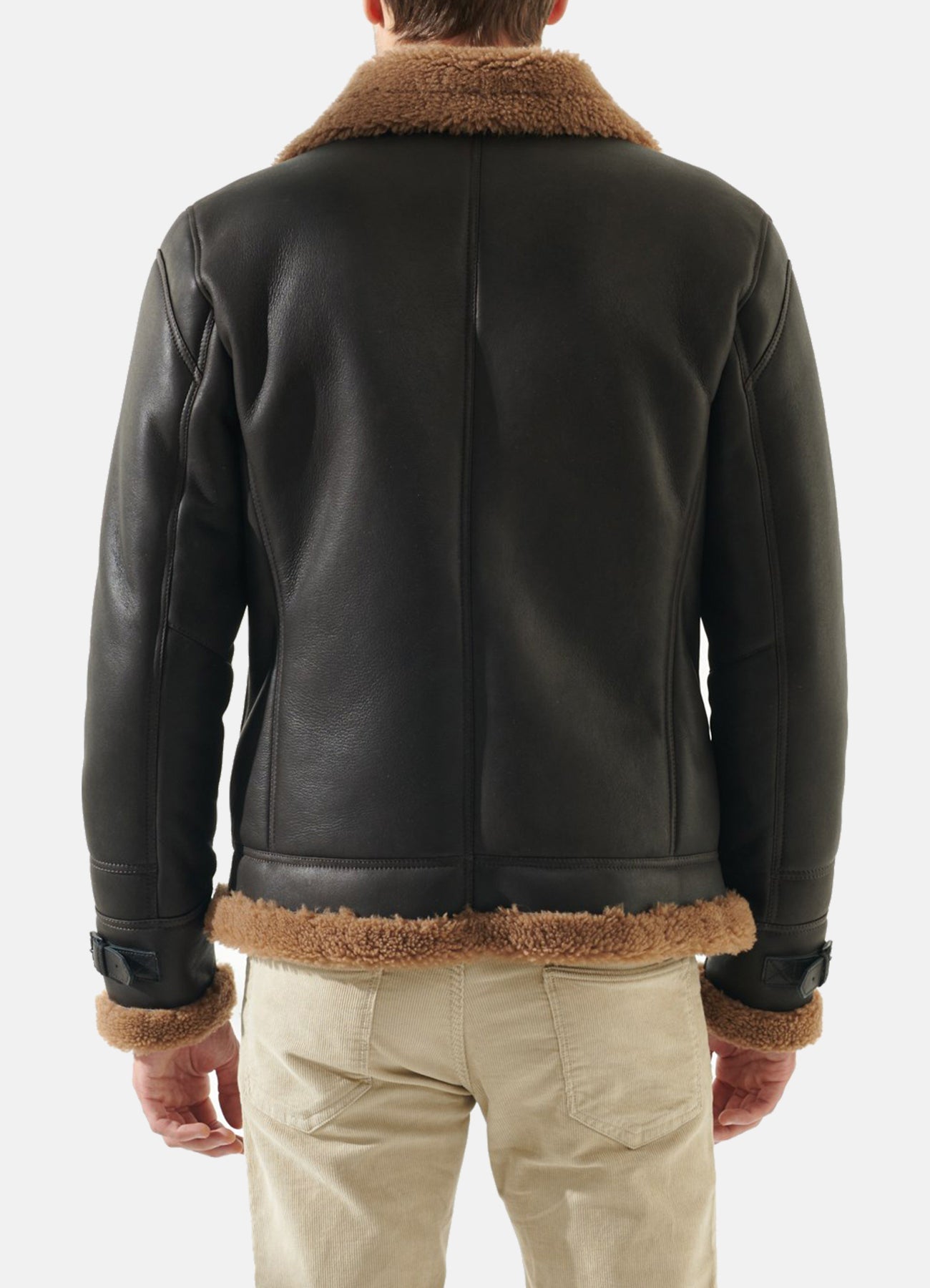 Men's Pitch Black Shearling Leather Jacket