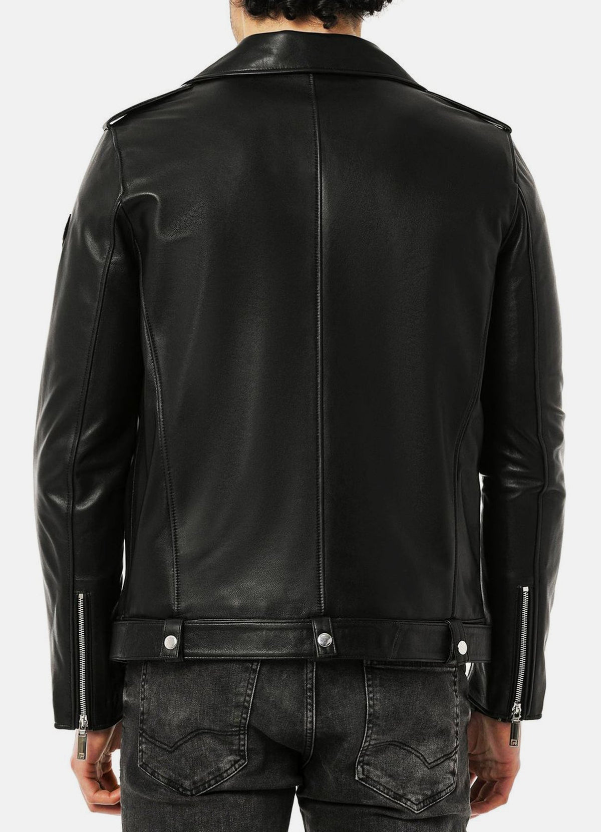 Men's Deep Black Biker Leather Jacket