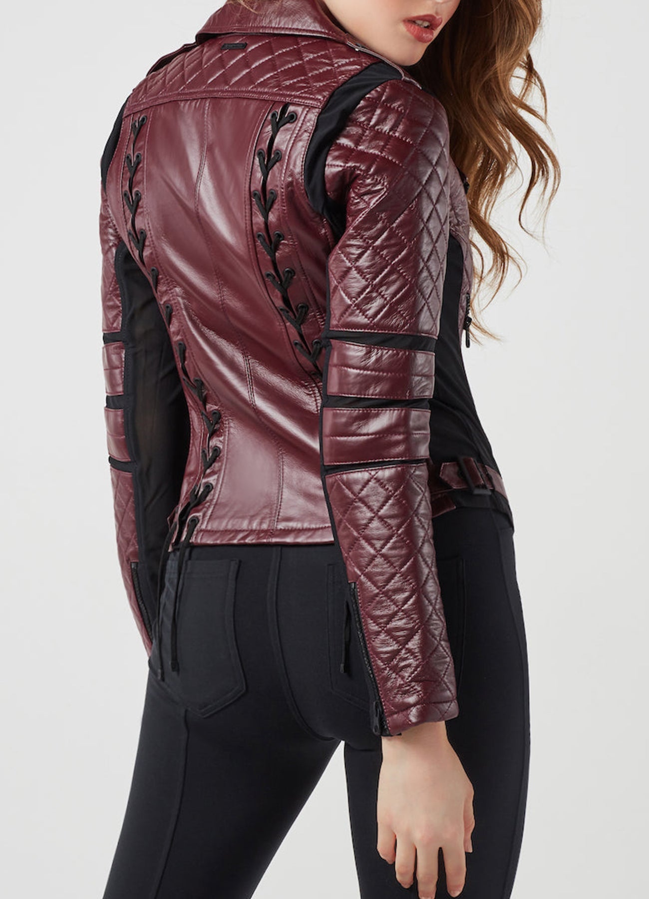 Women's Vintage Maroon Biker Leather Jacket