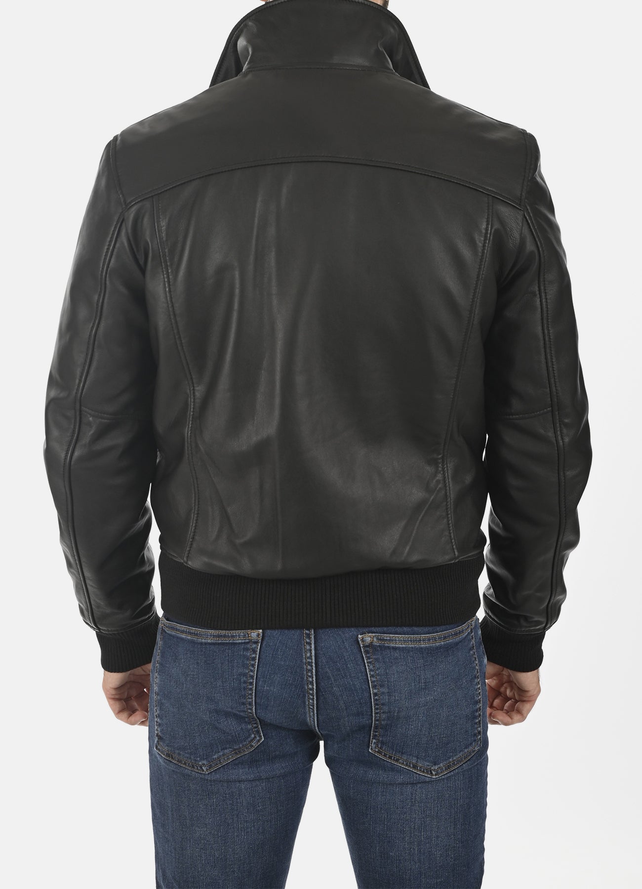 Men's Pitch Black Bomber Leather Jacket