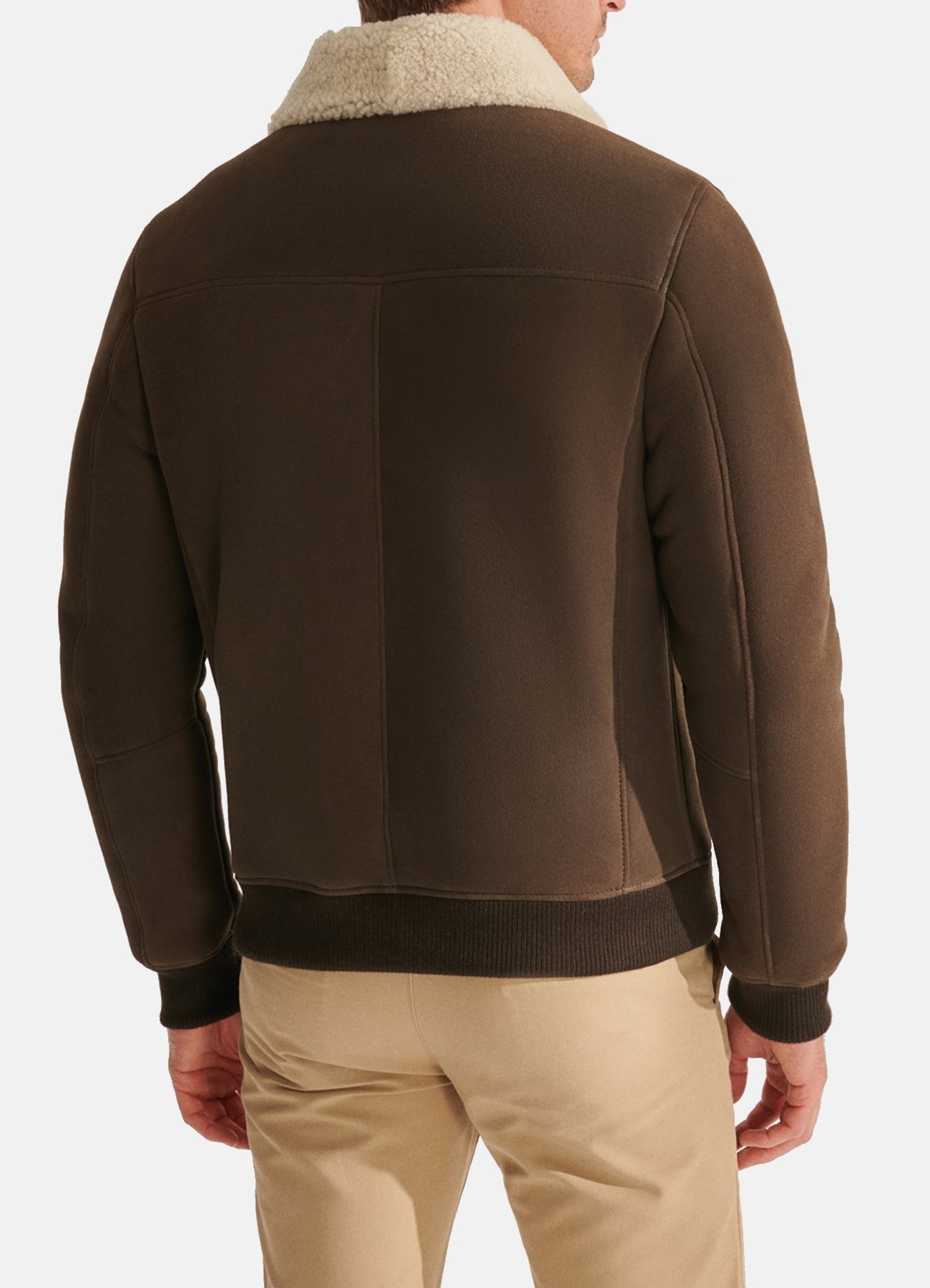 Men's Coffee Brown Shearling Leather Jacket