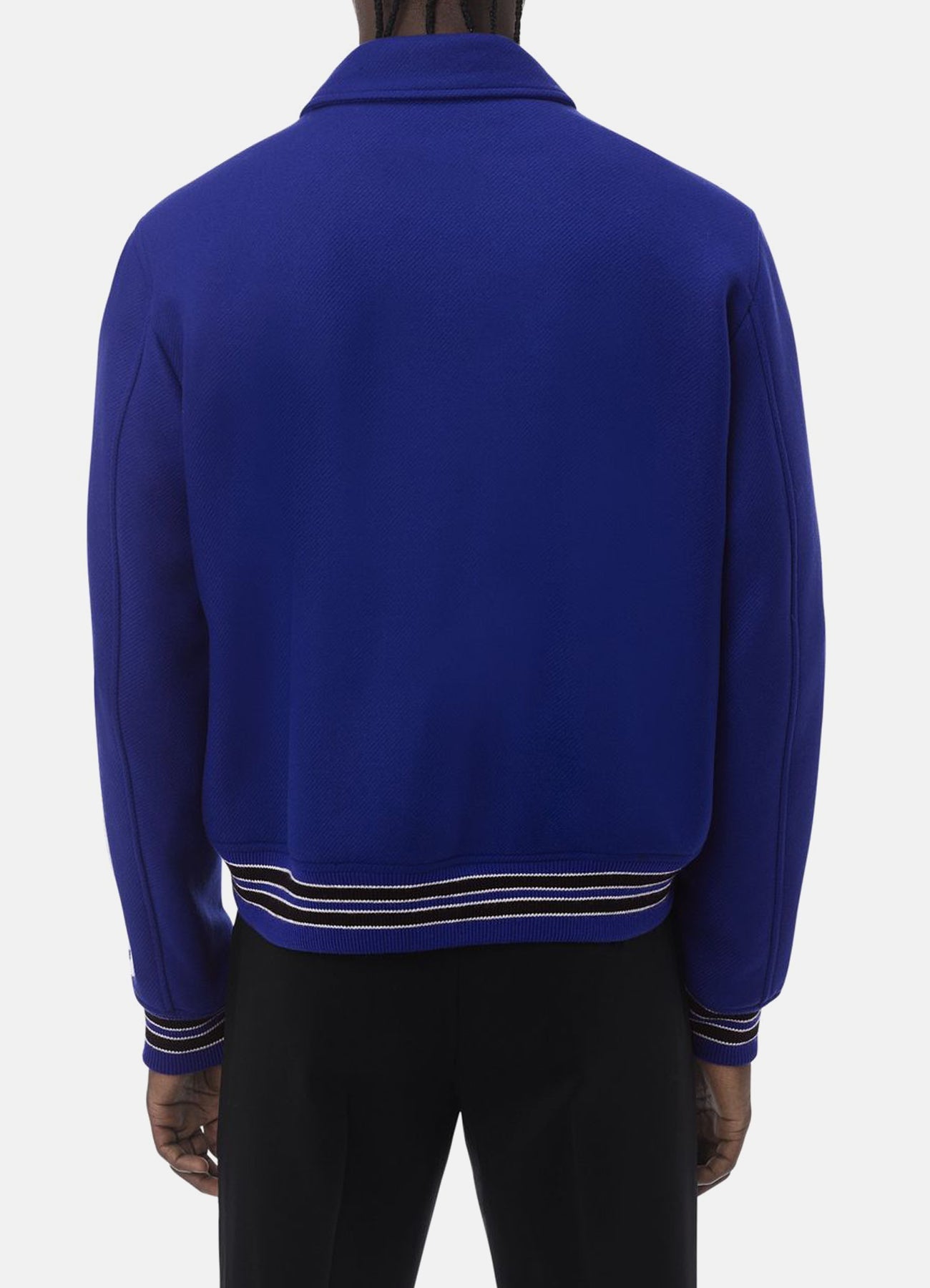 Men's Royal Blue Bone Design Varsity Jacket