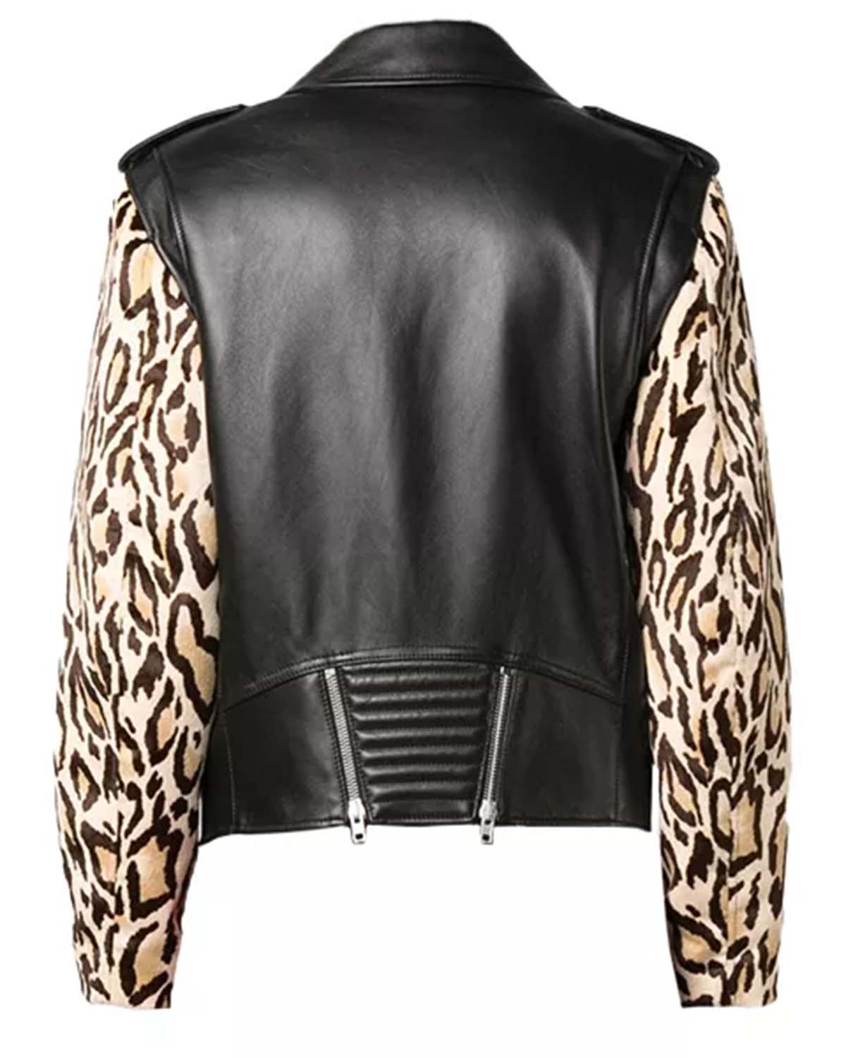 Men's Leopard Print Biker Leather Jacket