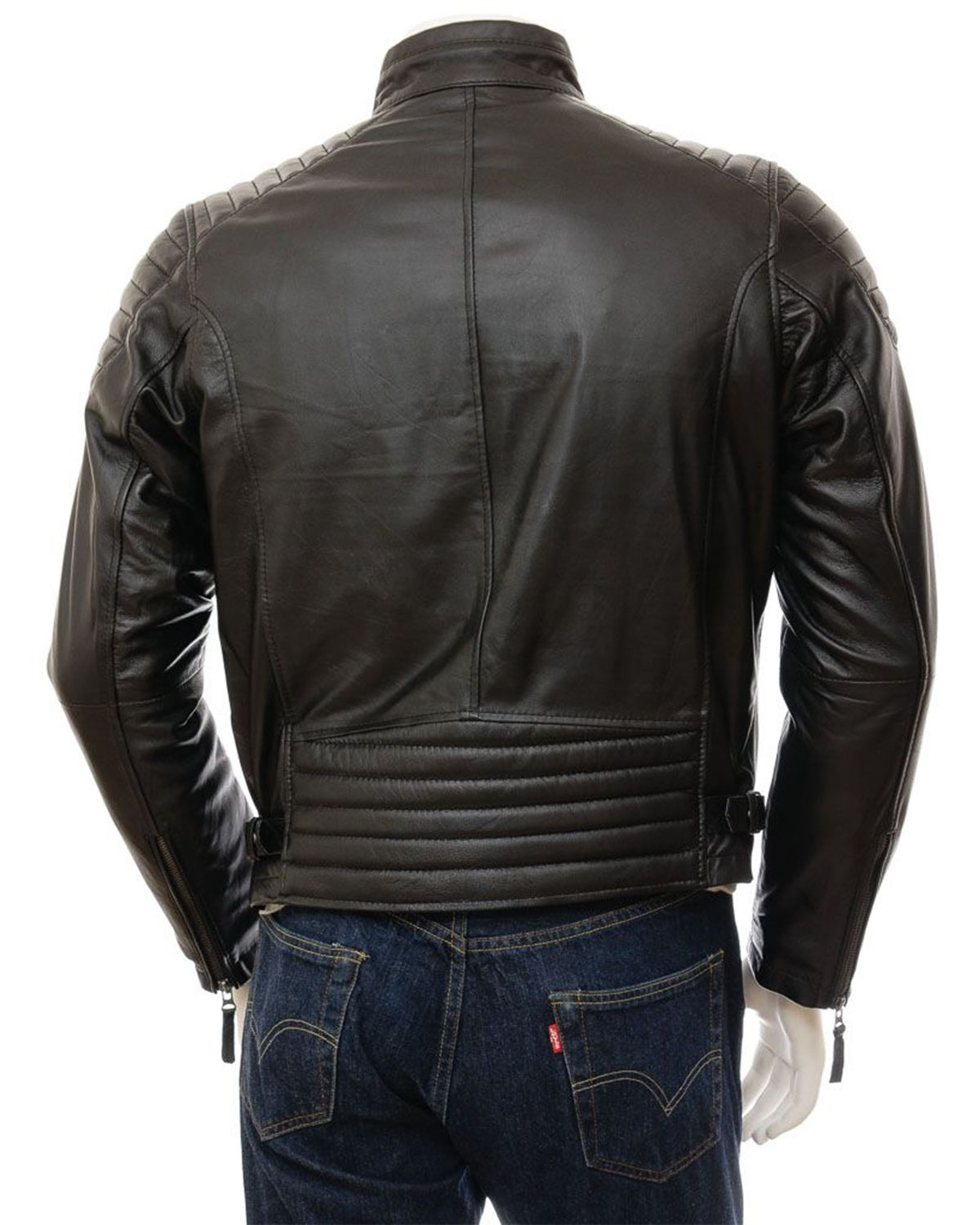 Men's Dark Brown Fur Shearling Leather Peacoat