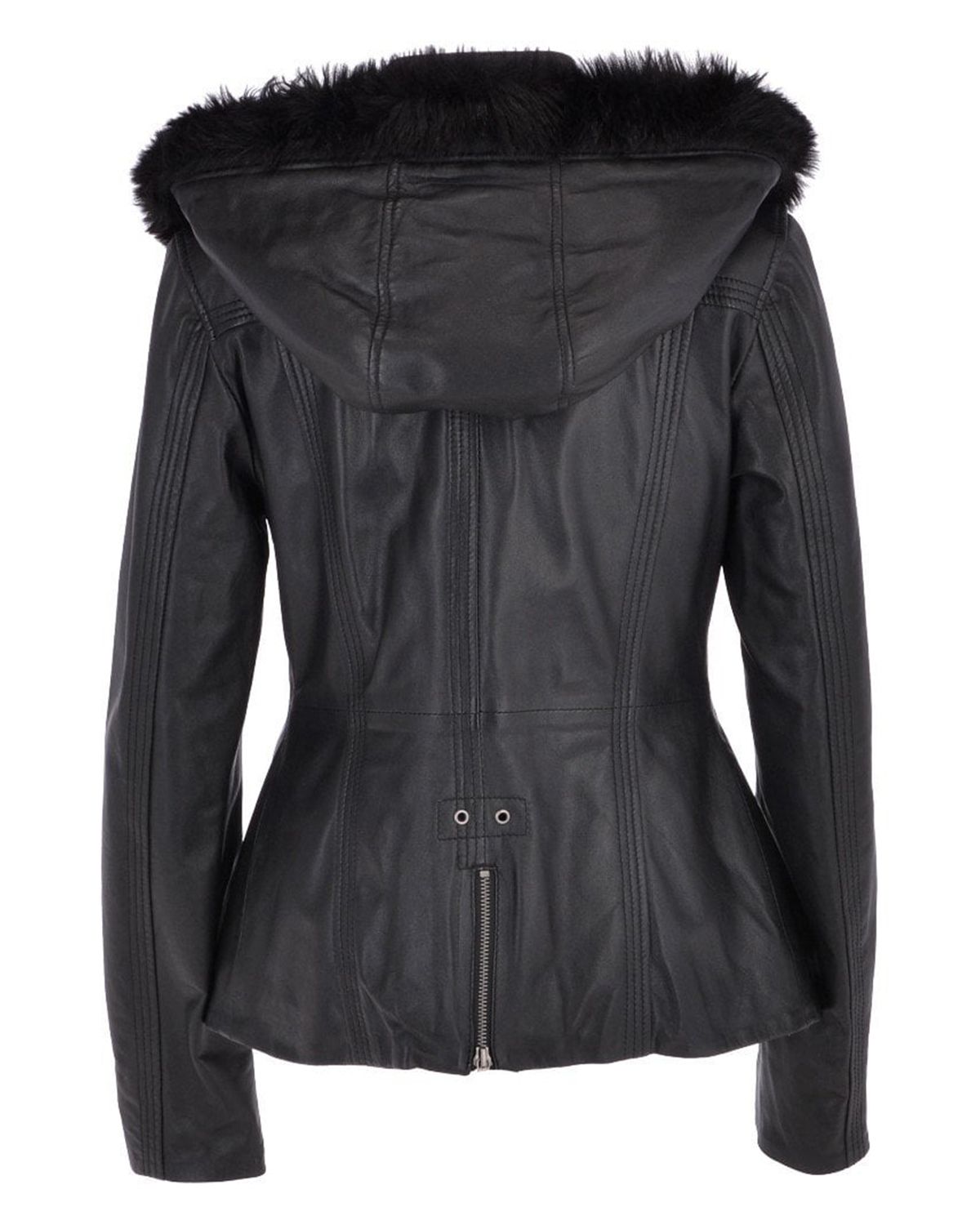 Women's Hooded Biker Real Sheepskin Leather Jacket