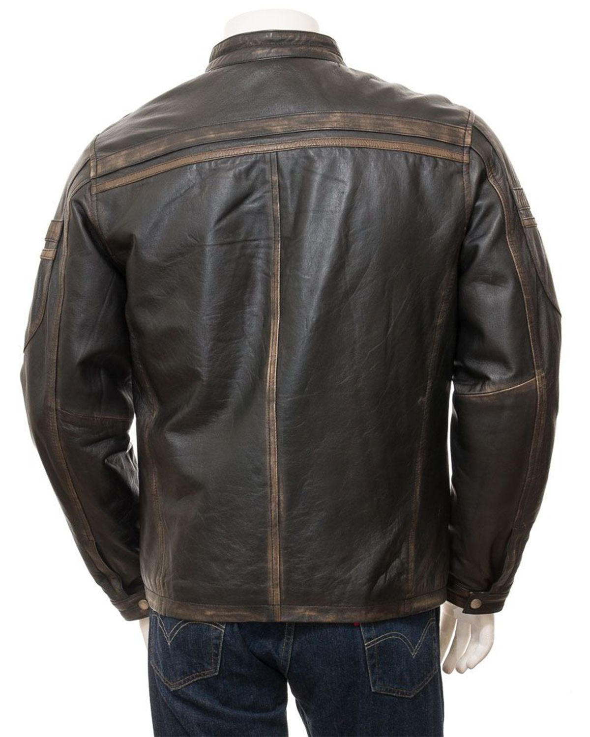 Men's Vintage Black Leather Biker Jacket