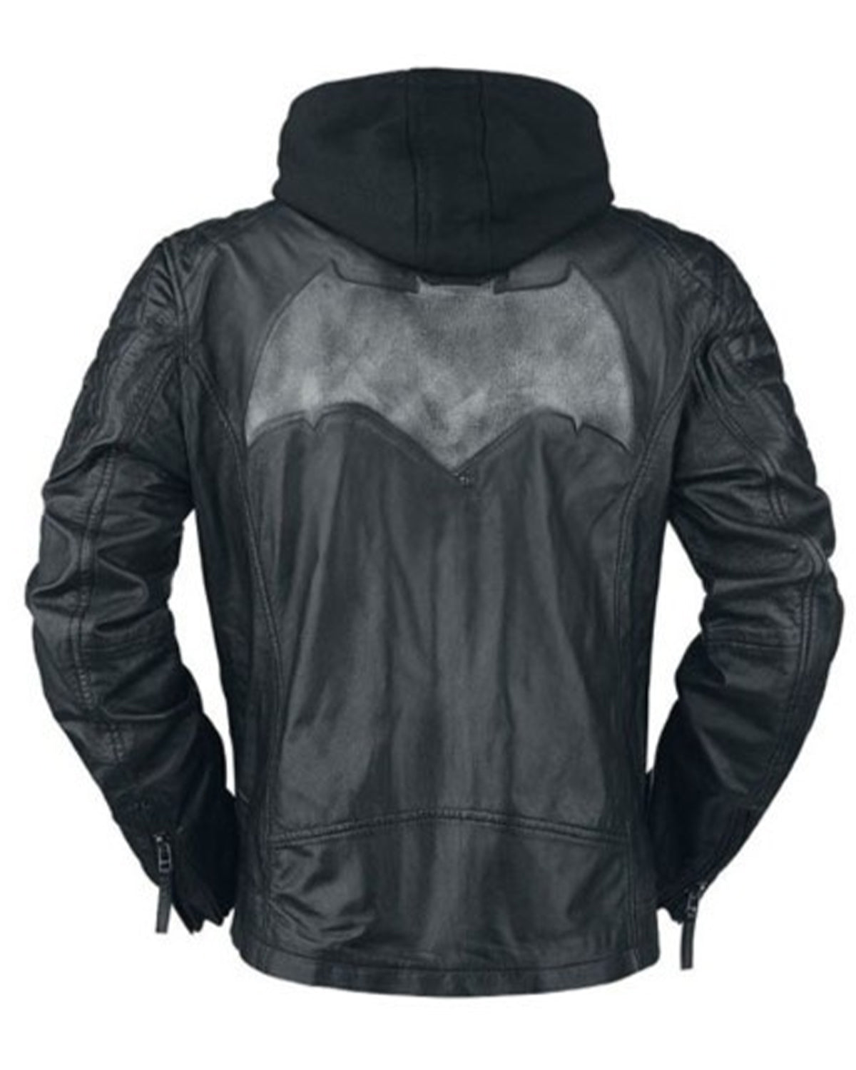 Batman Black Biker Jacket with Removable Hoodie