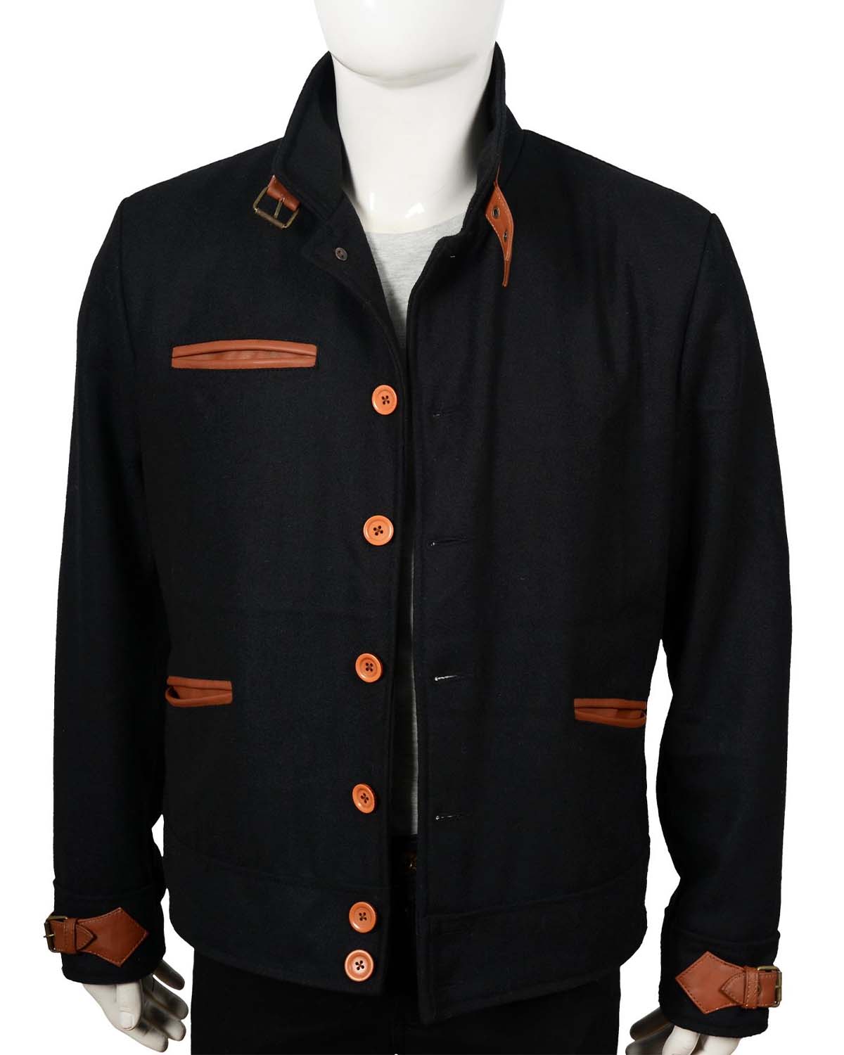 Denim Richards Yellowstone Wool With Leather Contrast Jacket