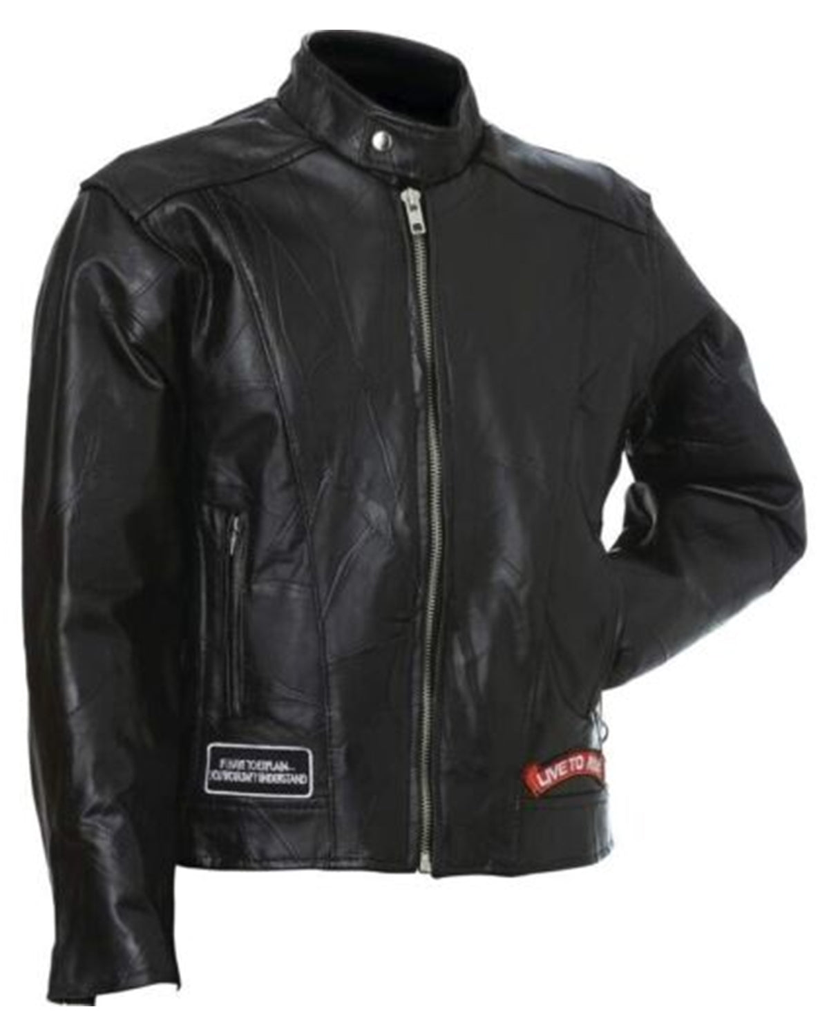American Eagle Logo Live to Ride Motorcycle Rider Black Leather Jacket