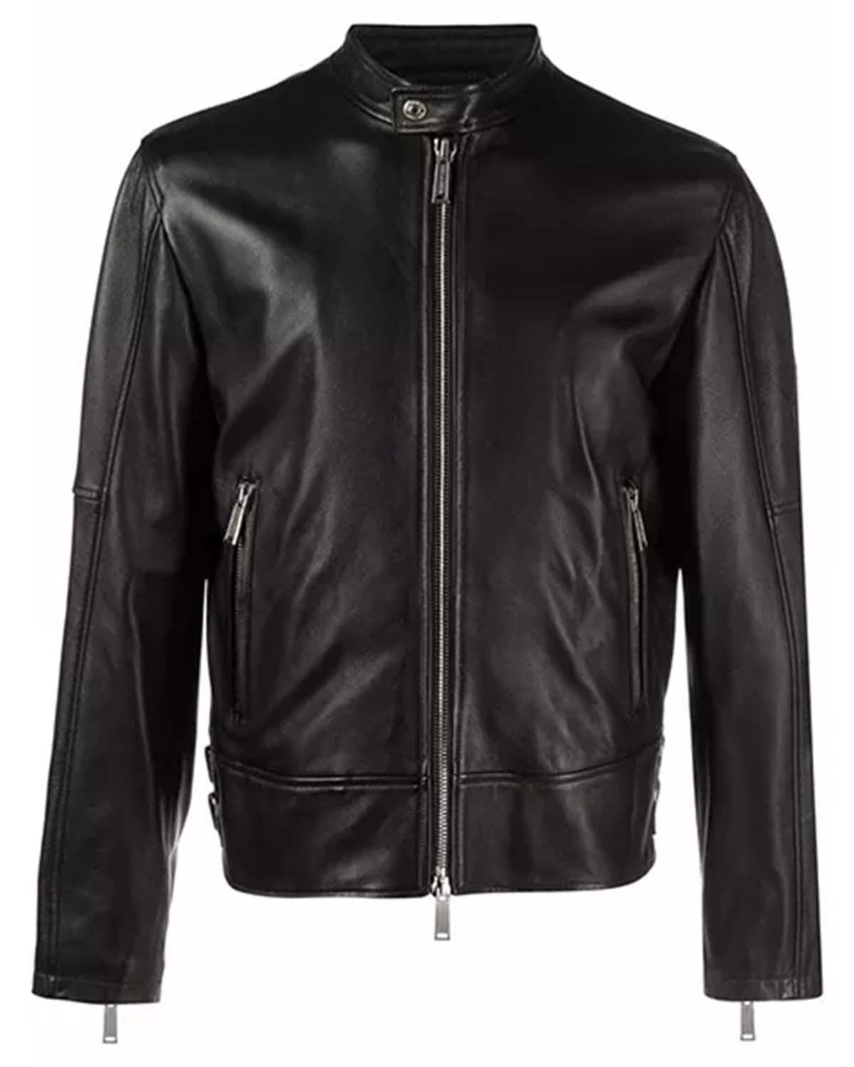 Men's Black Leather Racer Jacket