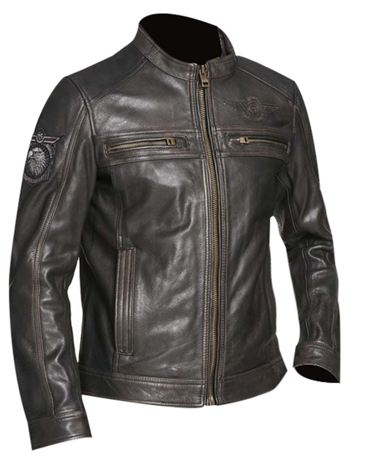 Motorcycle Leather Vintage Embossed Leather Jacket