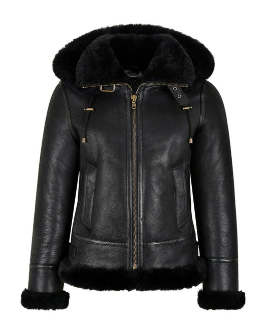 Women's B3 Bomber Hooded Classic Shearling Jacket