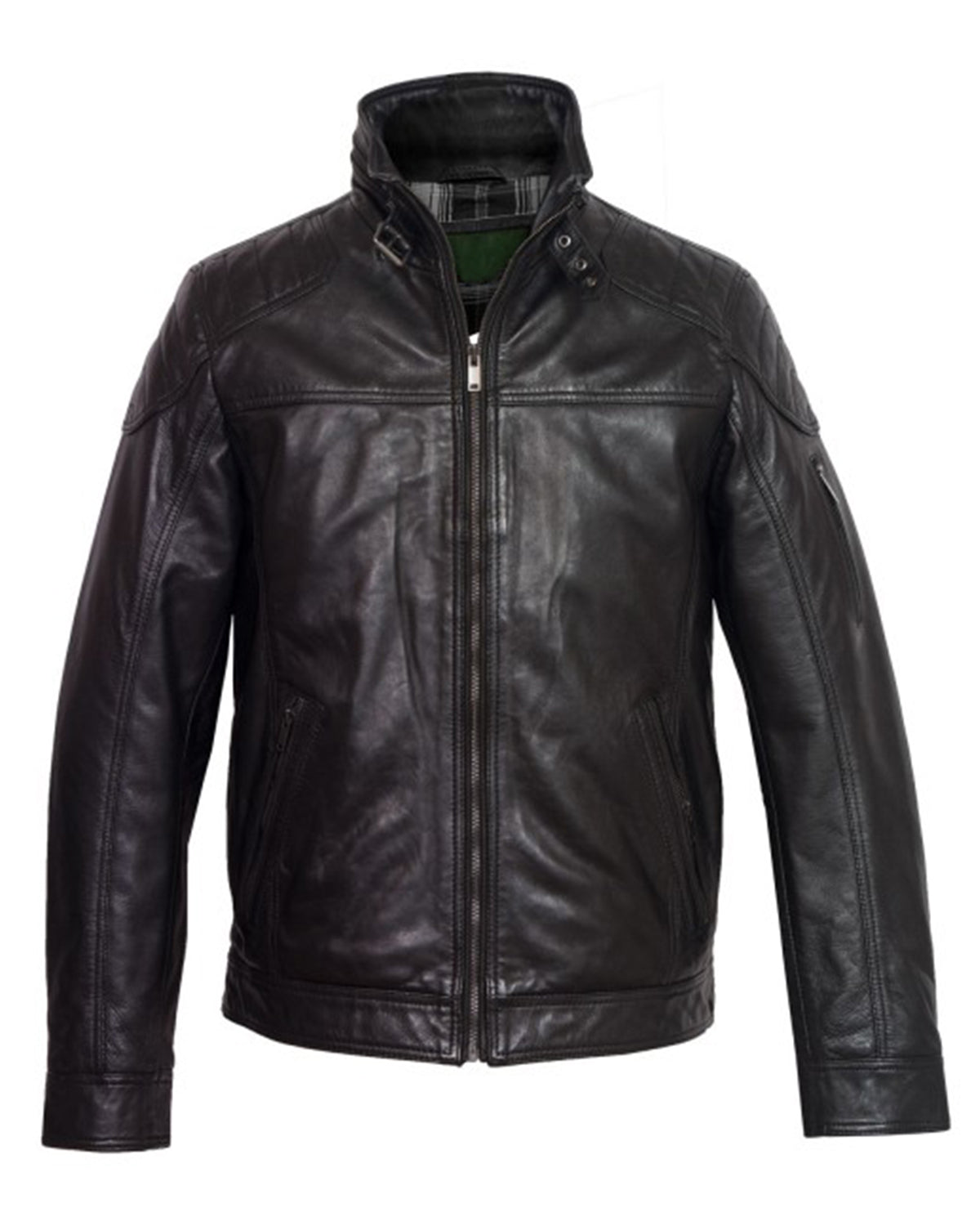 Men's Genuine Leather Motorcycle Black Jacket