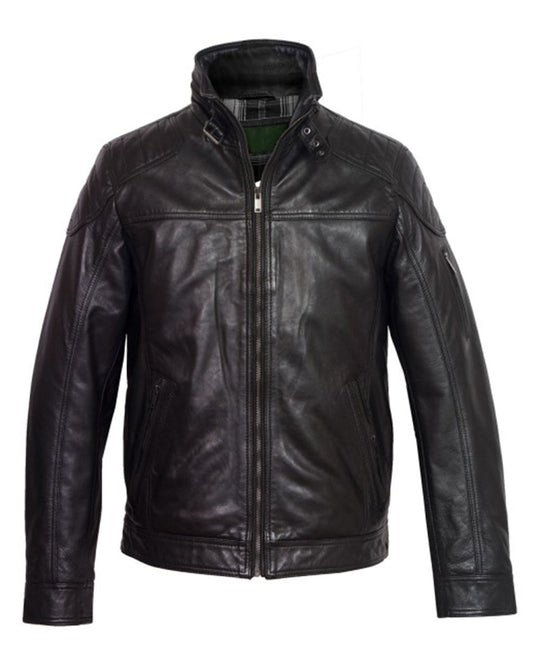 Men's Genuine Leather Motorcycle Black Jacket