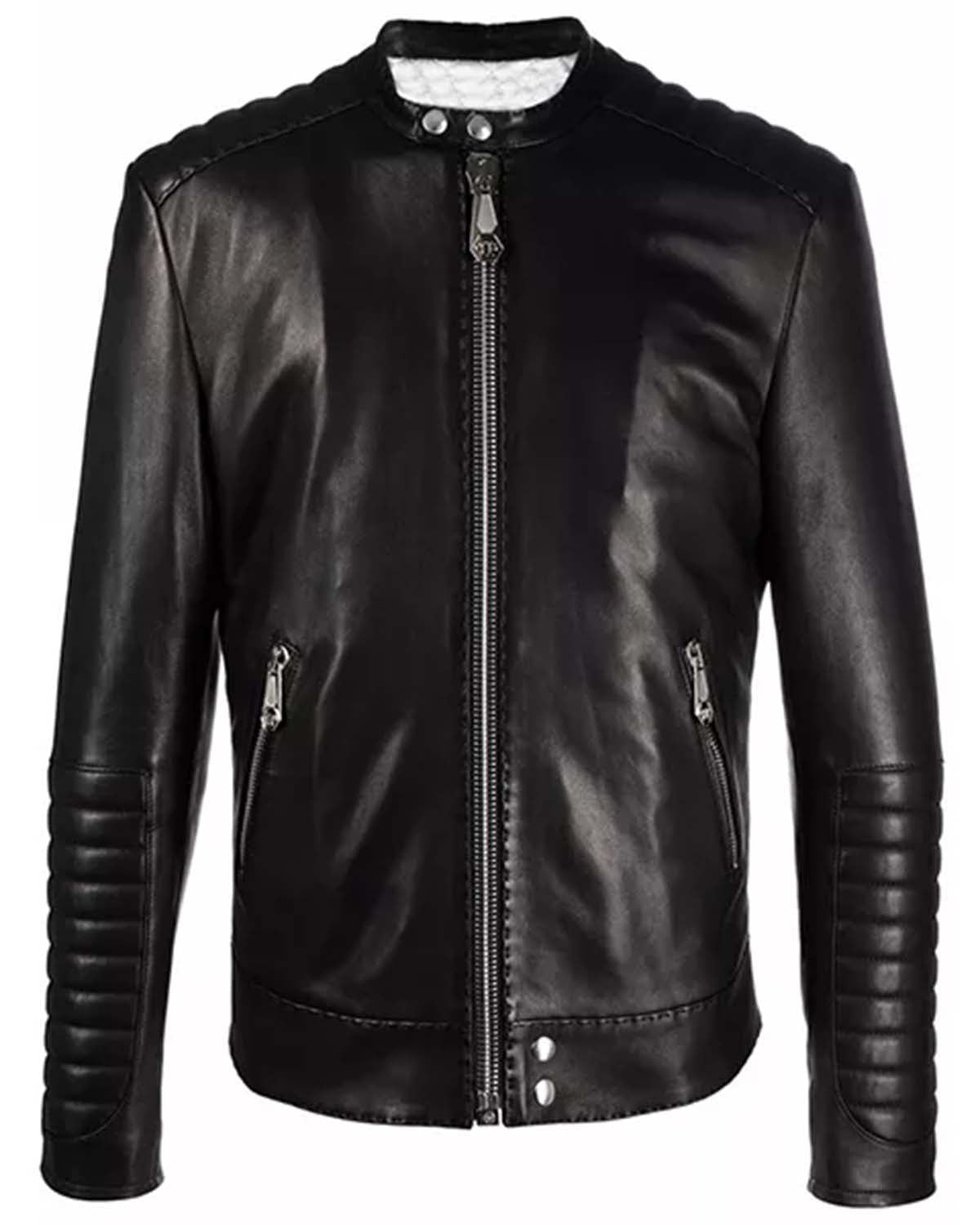 Black Quilted Leather Jacket Cafe Racer